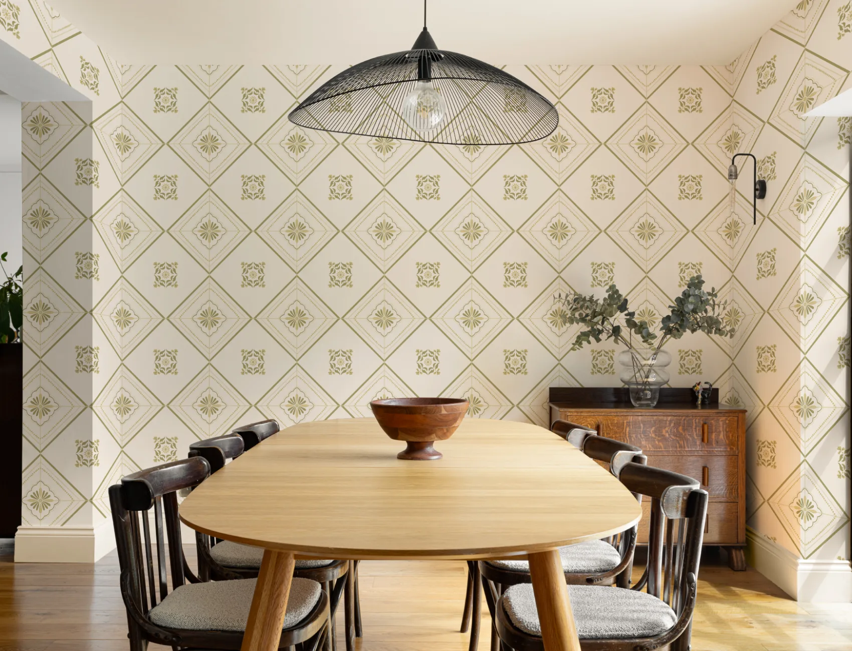 Green Geometric Tile Pattern Wall Mural