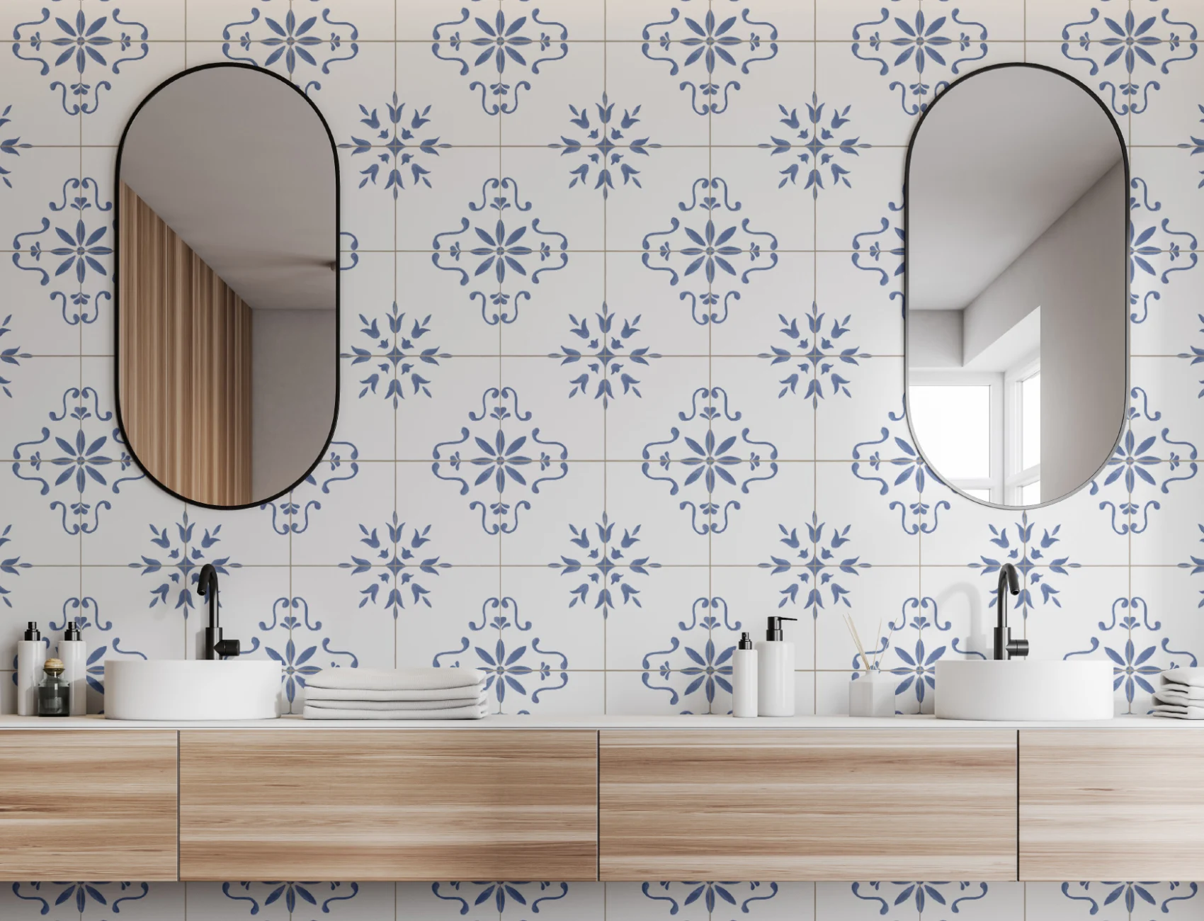 Blue Azulejo Pattern Decorative Tile Wall Mural