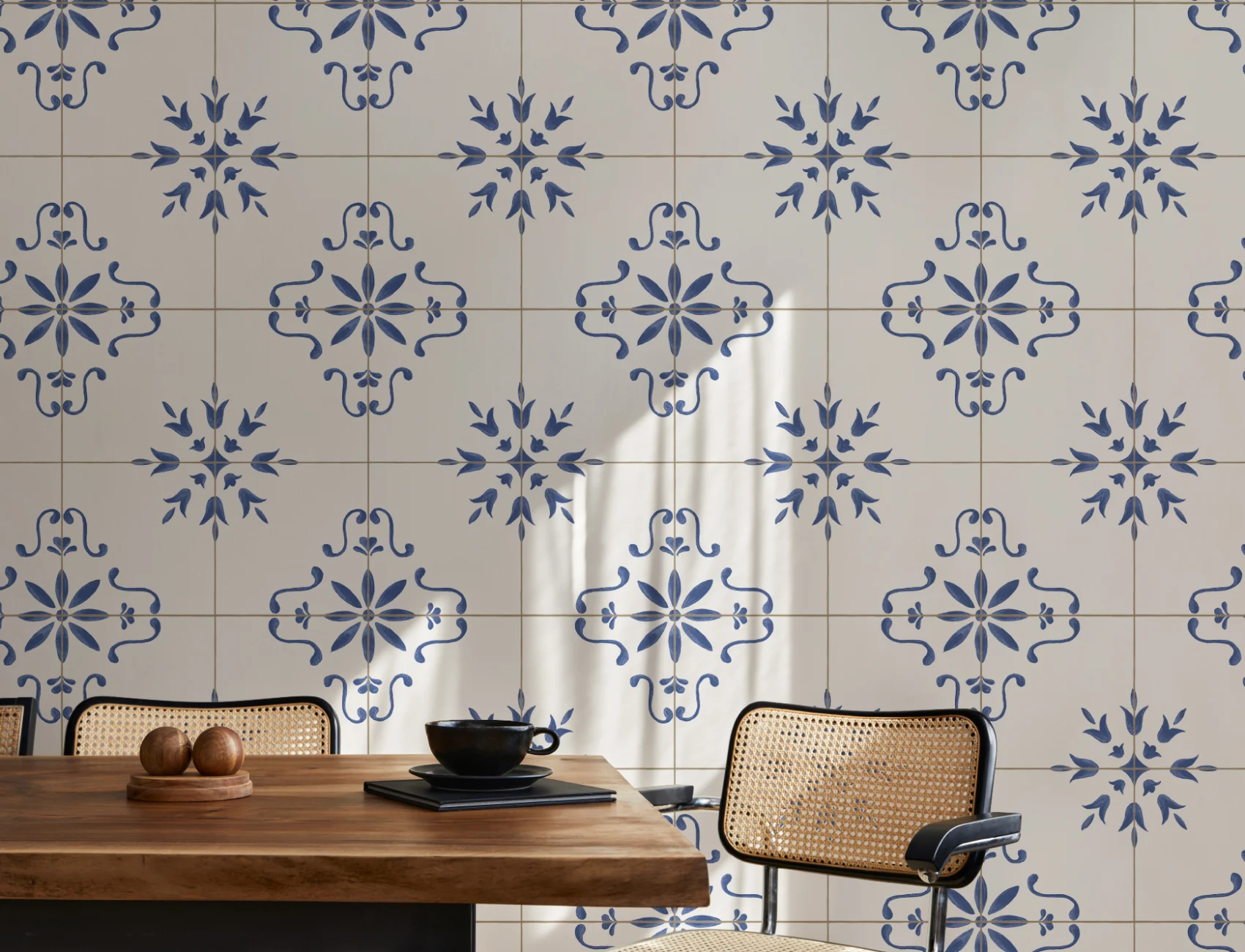Blue Azulejo Pattern Decorative Tile Wall Mural