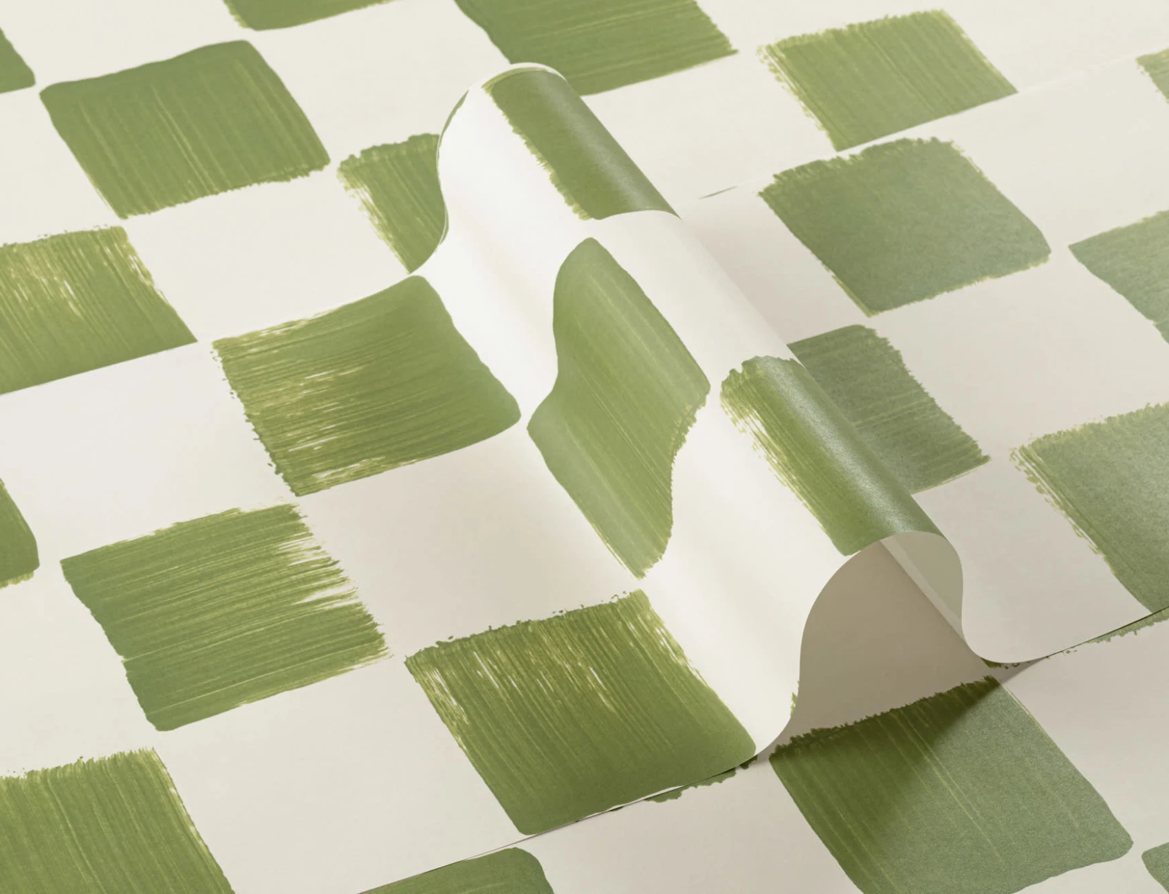 Papier peint à damier vert peint à la main