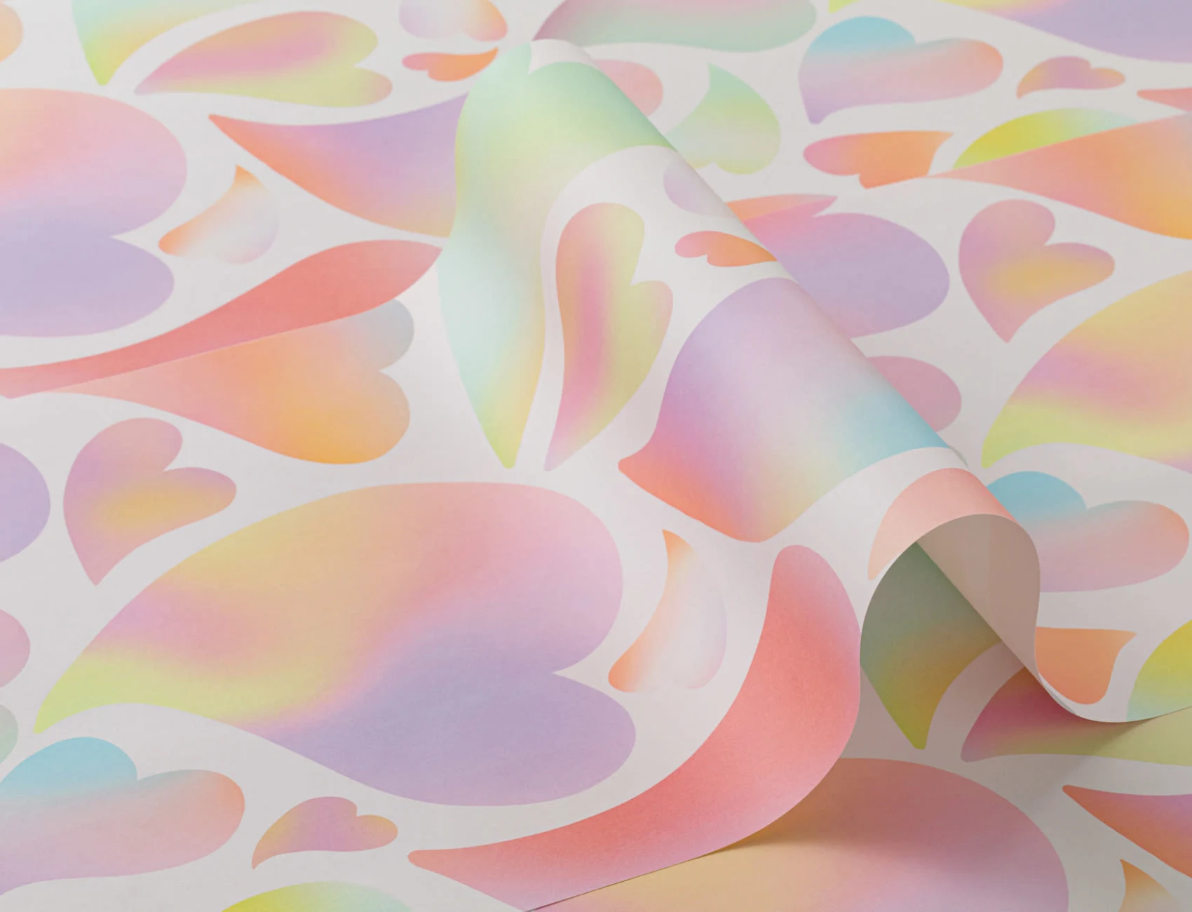 Papier peint cœurs psychédéliques multicolores