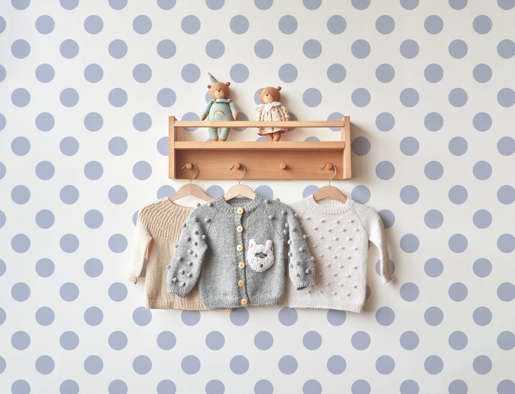 Blue Polka Dot Chic Pattern Mural for Playful Spaces
