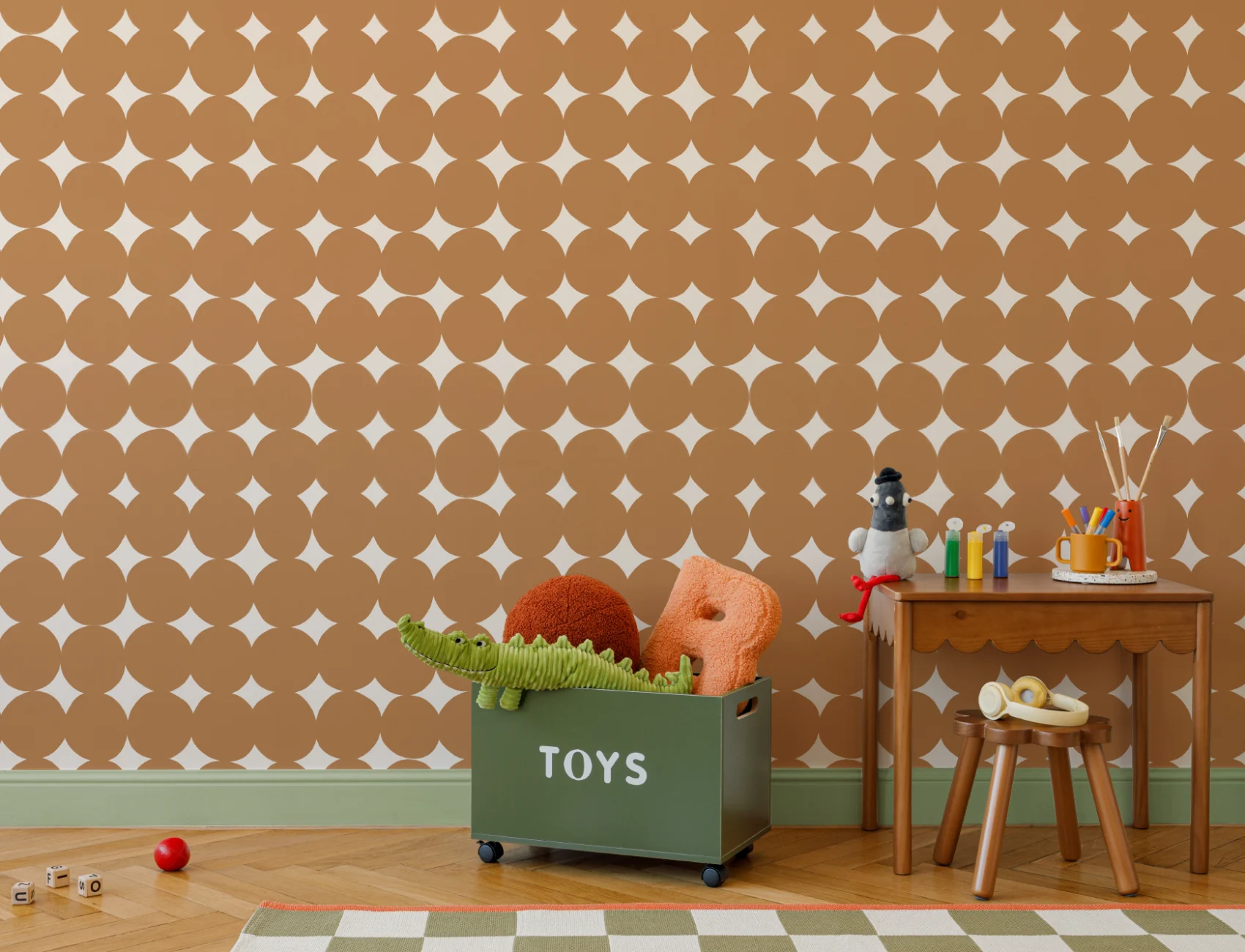 Orange Geometric Retro Pattern Wallpaper Mural