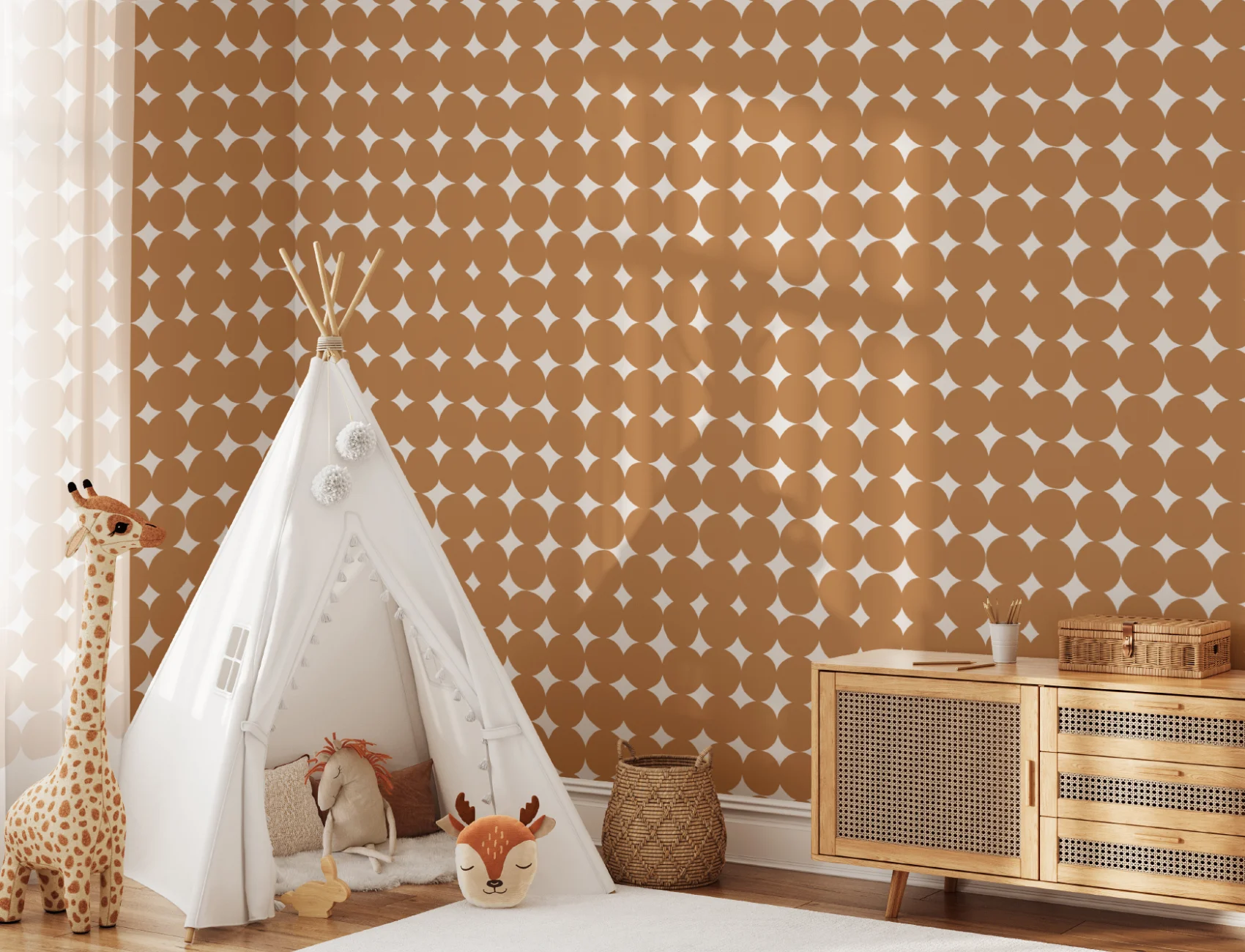 Orange Geometric Retro Pattern Wallpaper Mural