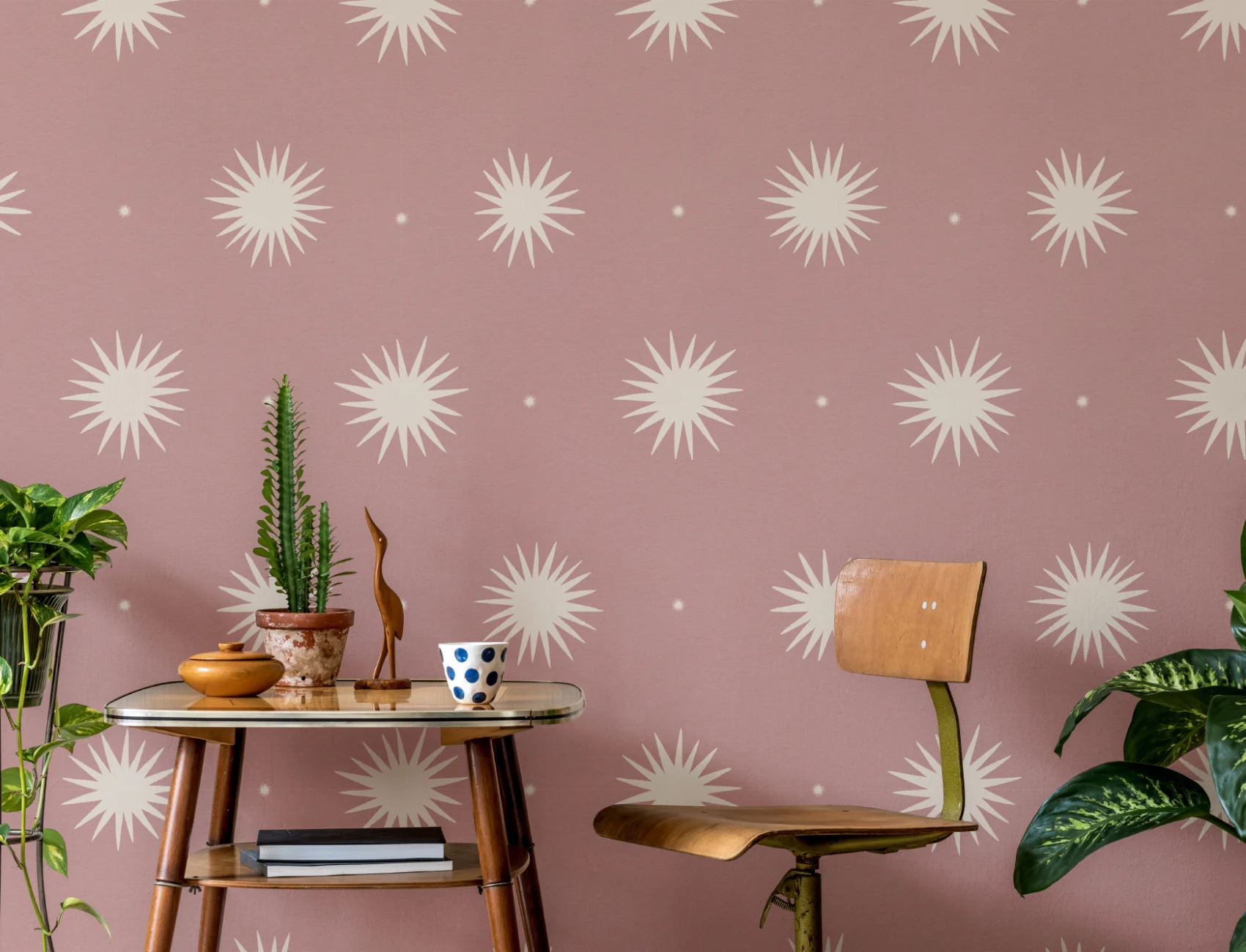 Pink Celestial Pattern Wallpaper For A Calm Mural