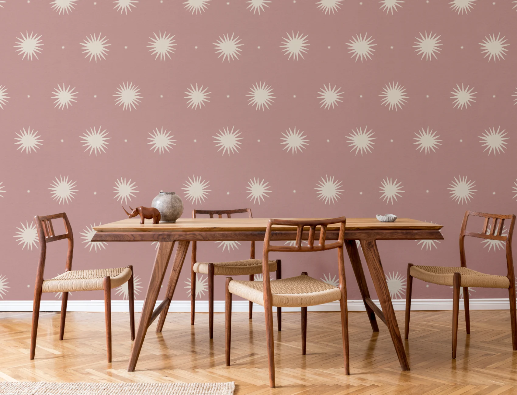 Pink Celestial Pattern Wallpaper For A Calm Mural