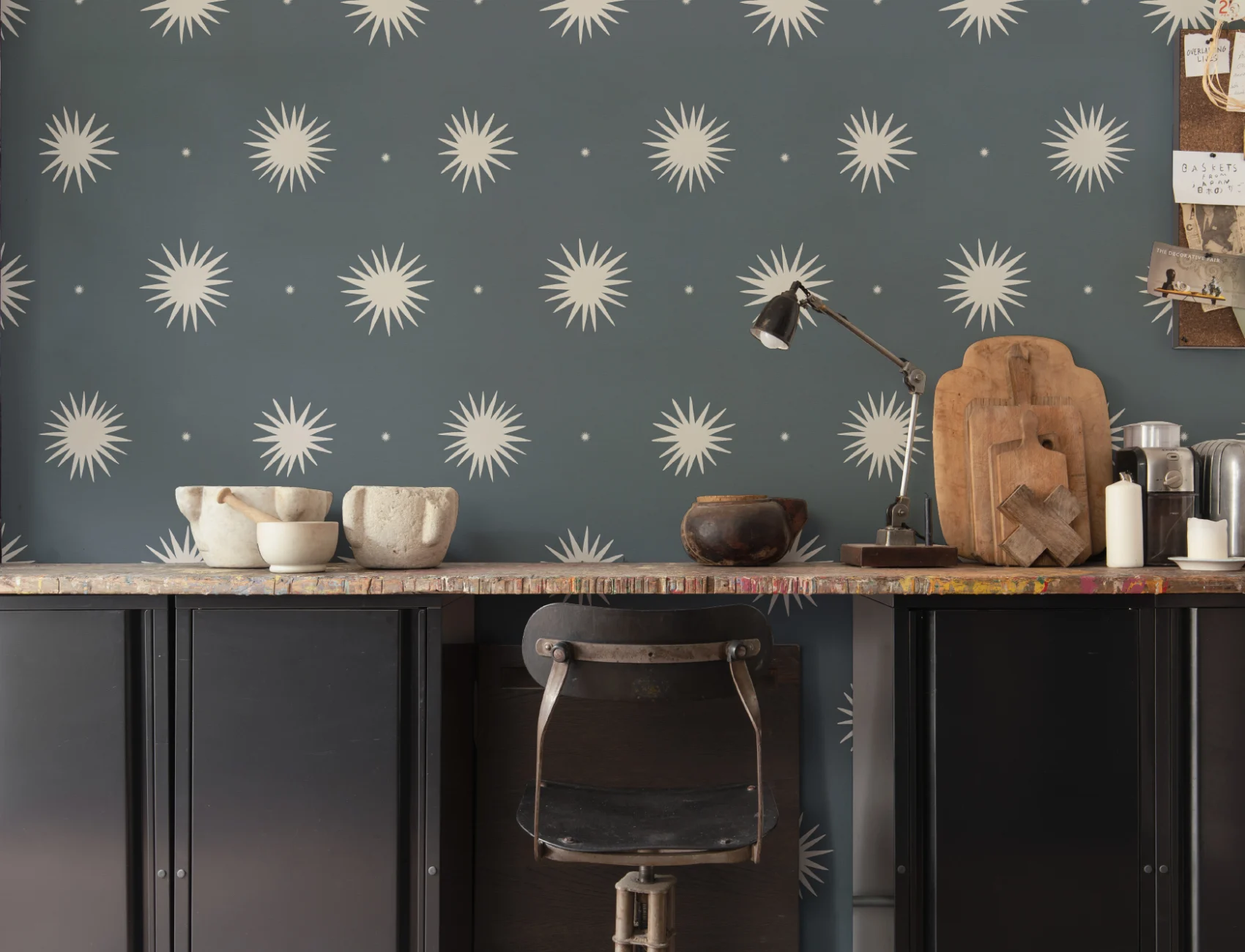 Murale cu model geometric celestial albastru marin