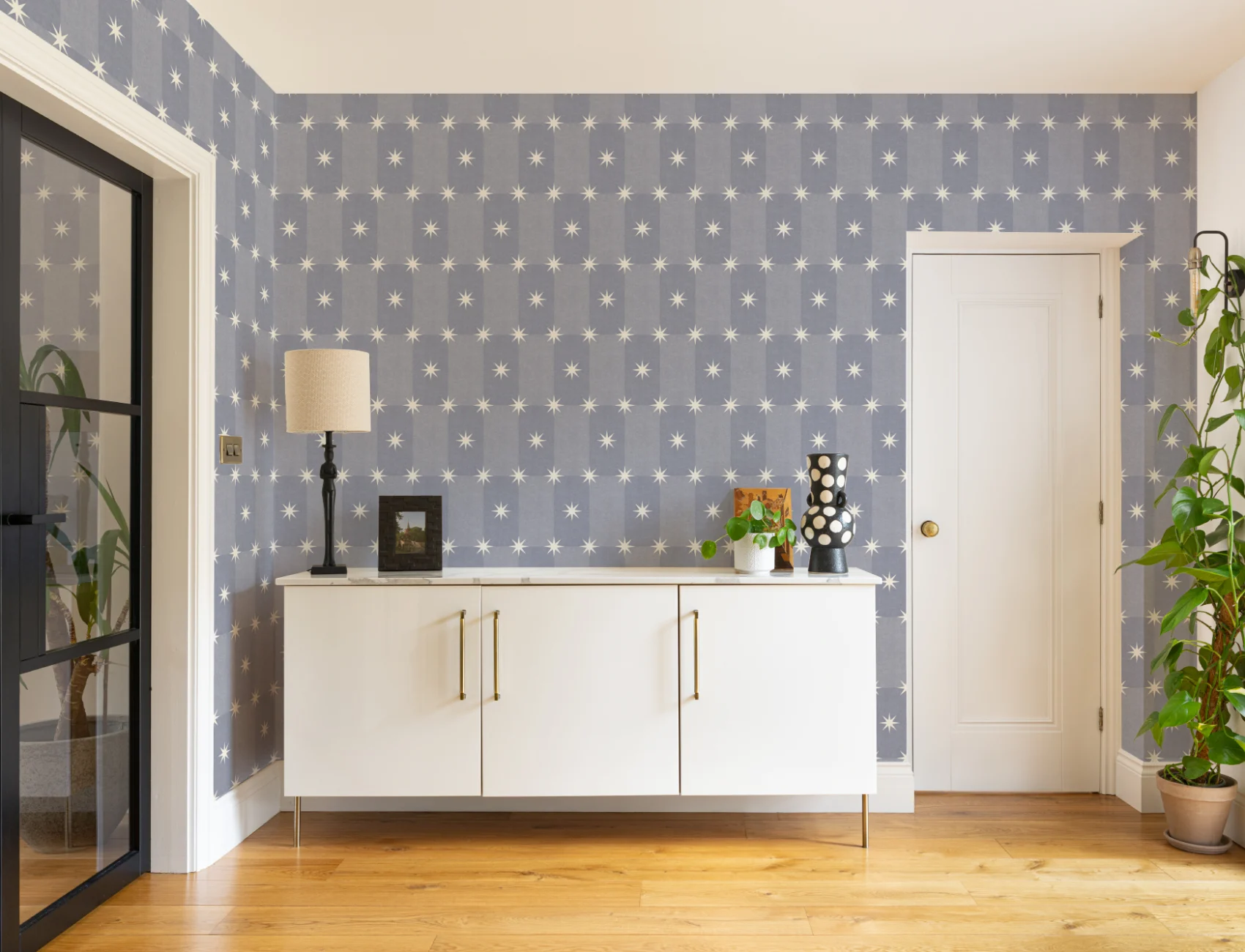 Sterling Blue Star Pattern Contemporary Kids Wall Mural