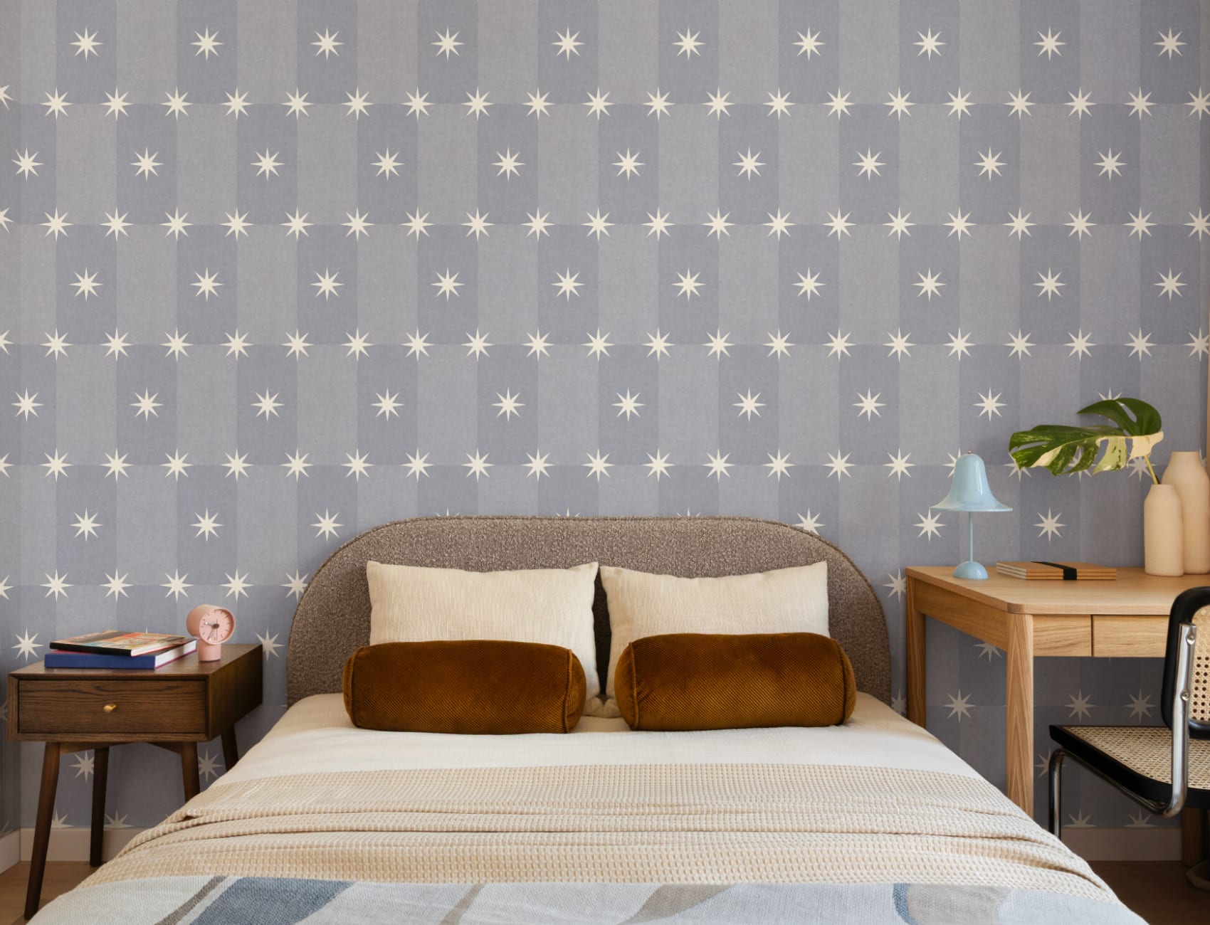 Sterling Blue Star Pattern Contemporary Kids Wall Mural