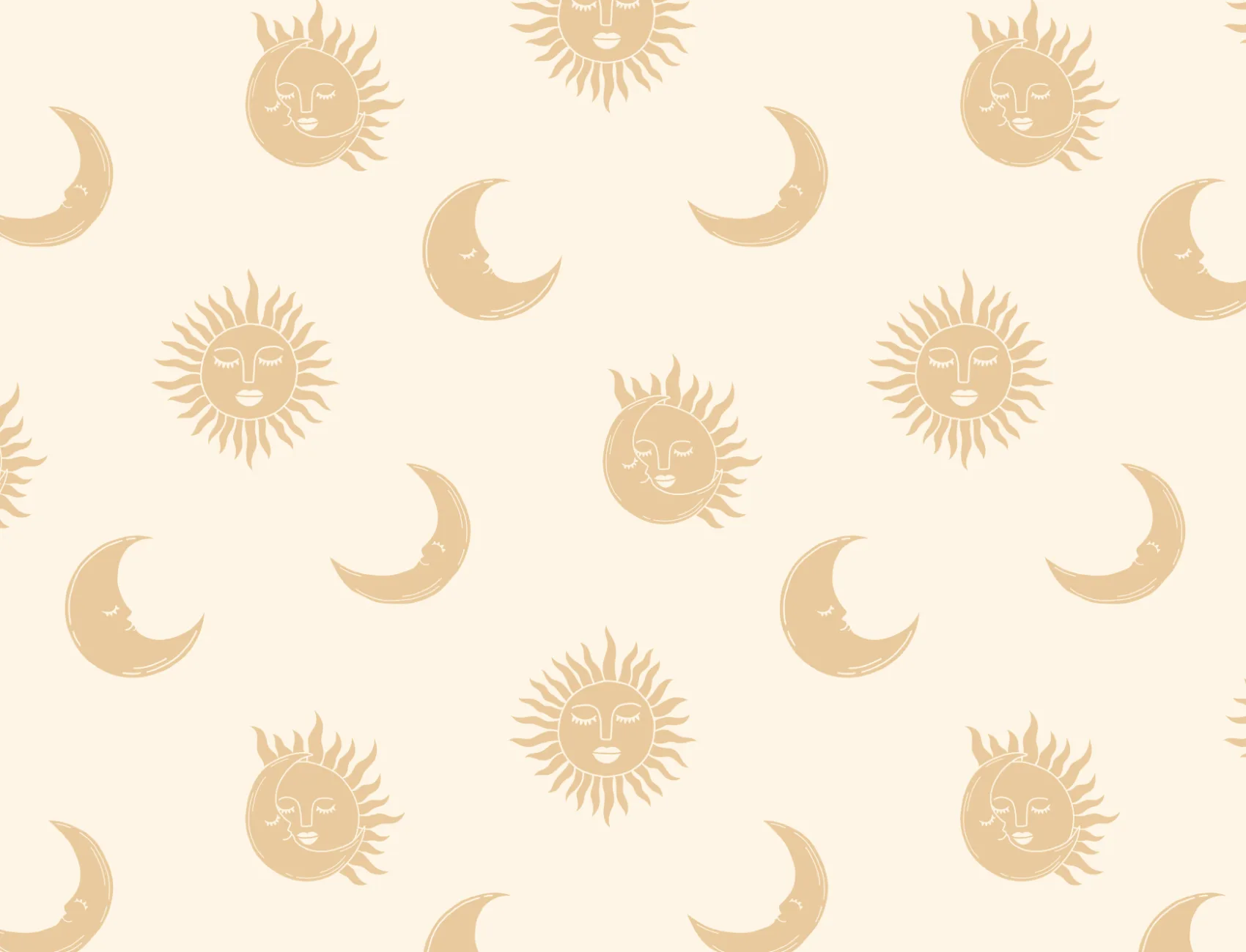 Yellow Sun & Moon Boho Wallpaper