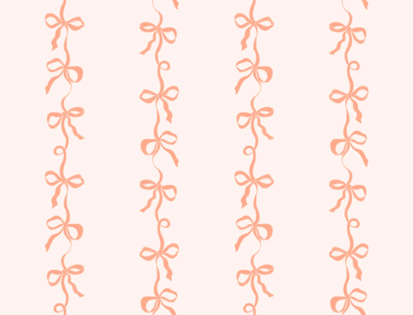 Peach Ribbon Bow Stripes Mural