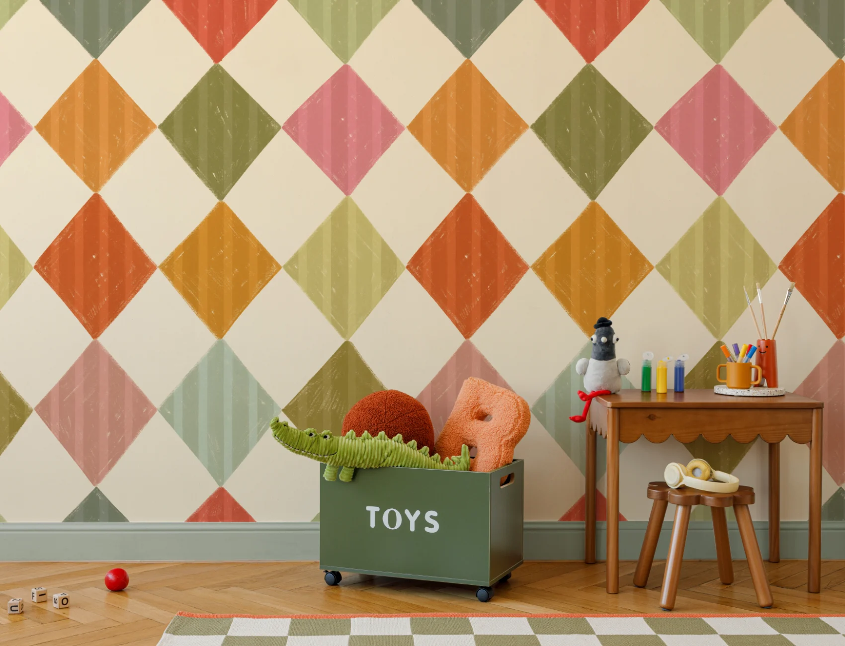 Heldere Multi Stripe Harlekijn Muurschildering