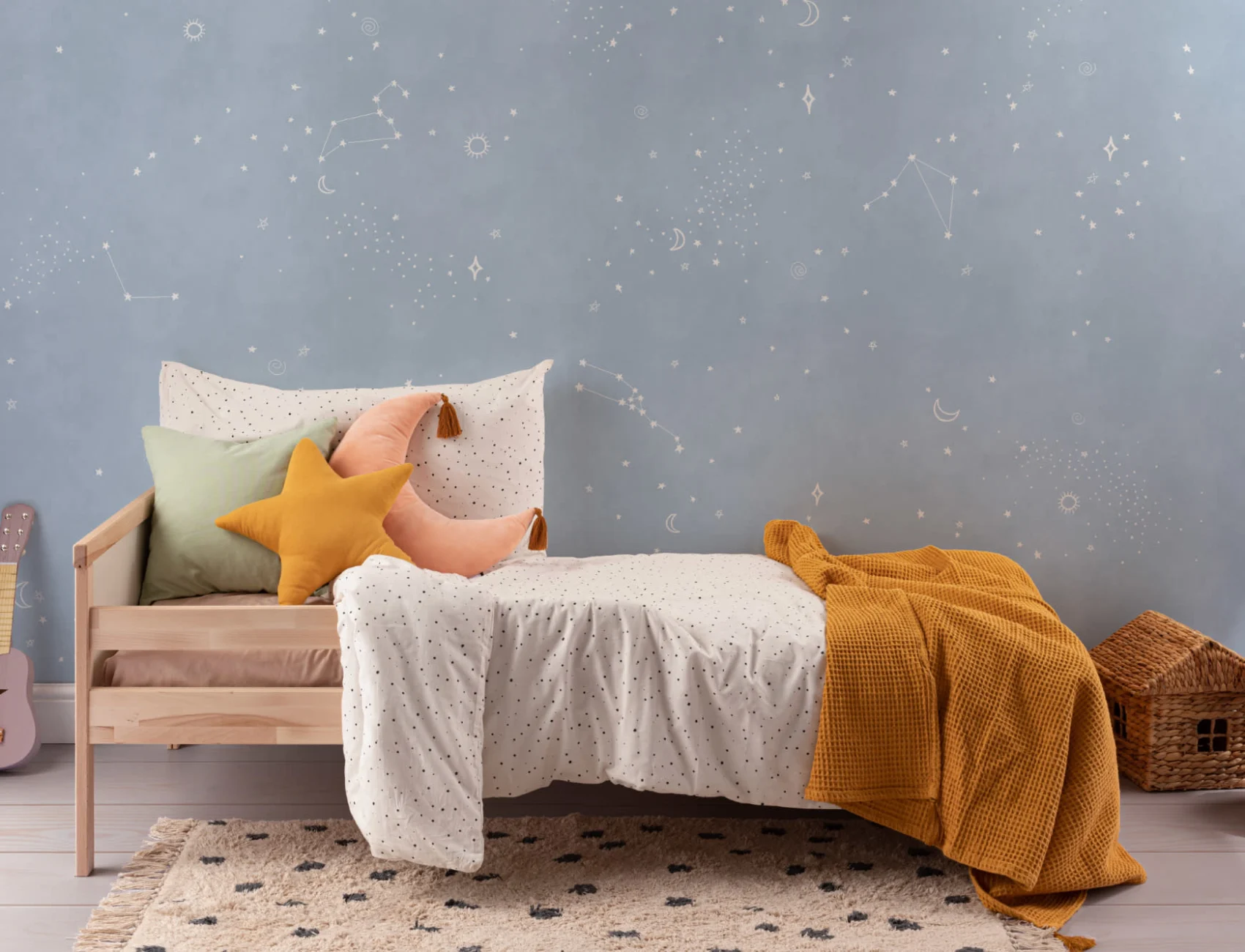 Blue & White Zodiac Theme Constellation Wallpaper Mural