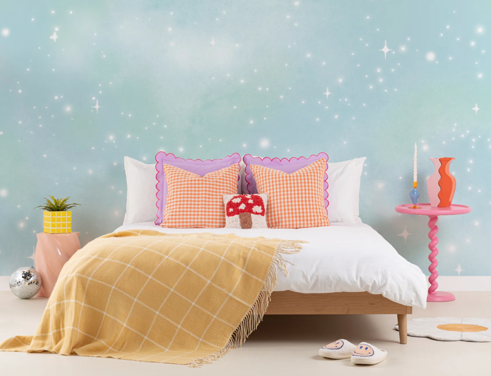 Light Blue Starry Sky Wallpaper Mural
