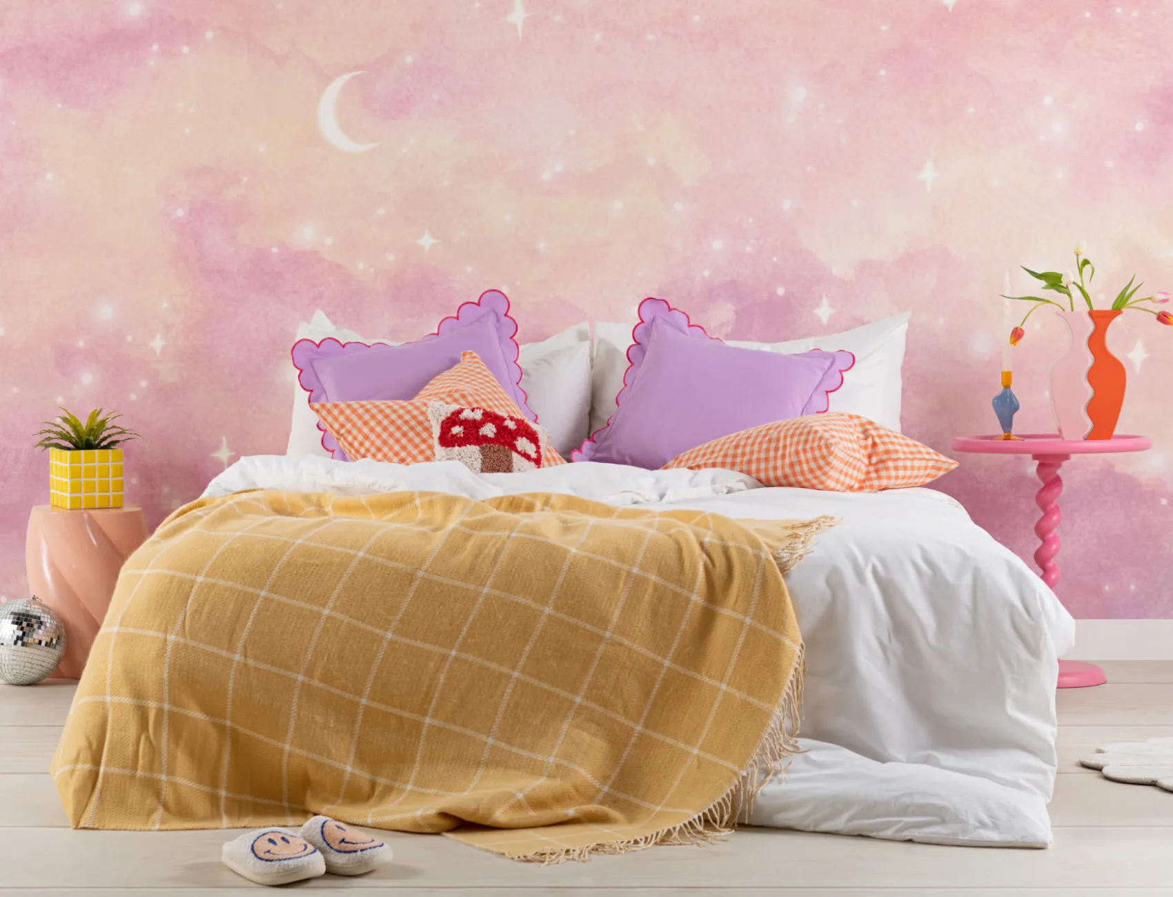 Pink Sunset Starry Sky Wallpaper Mural