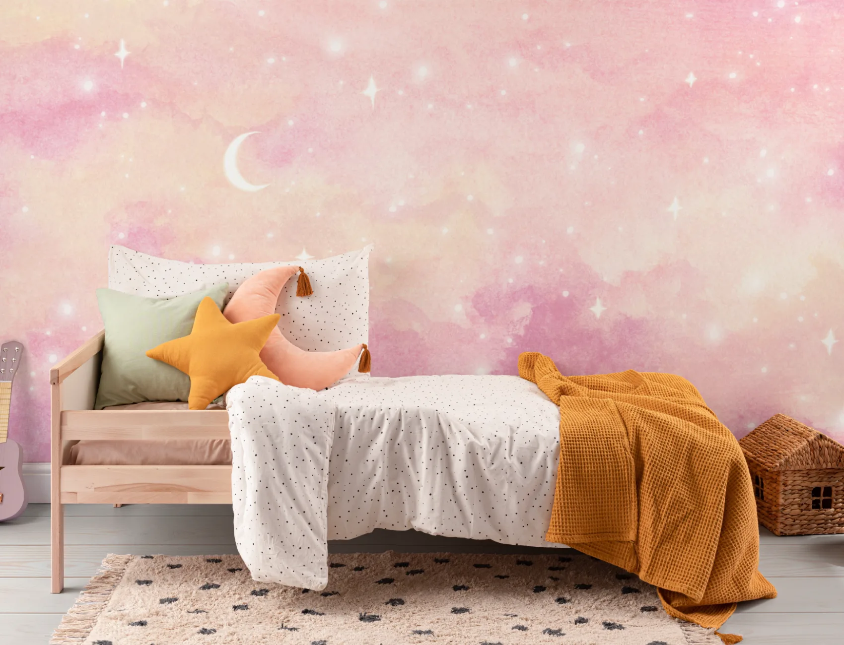Pink Sunset Starry Sky Wallpaper Mural