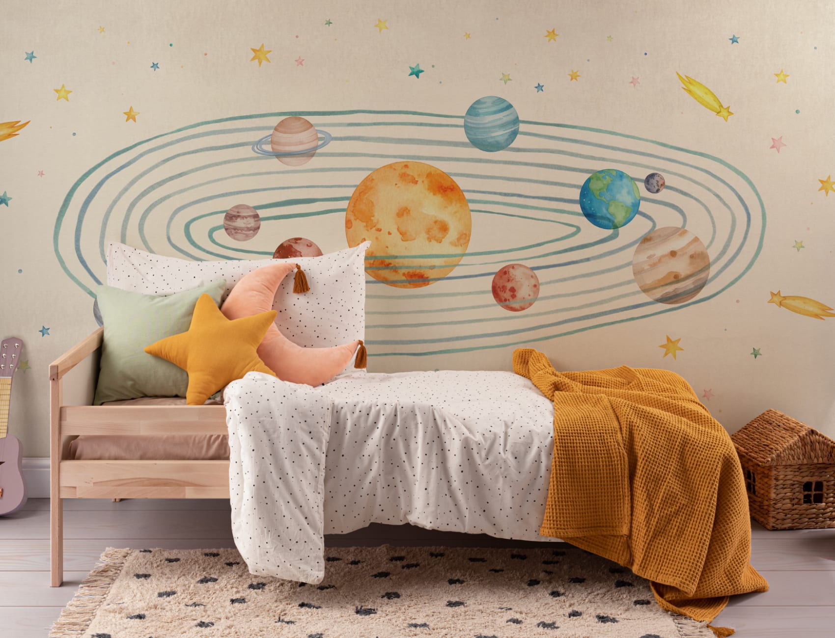 Multicolor Galactic Space Adventure Kids' Mural