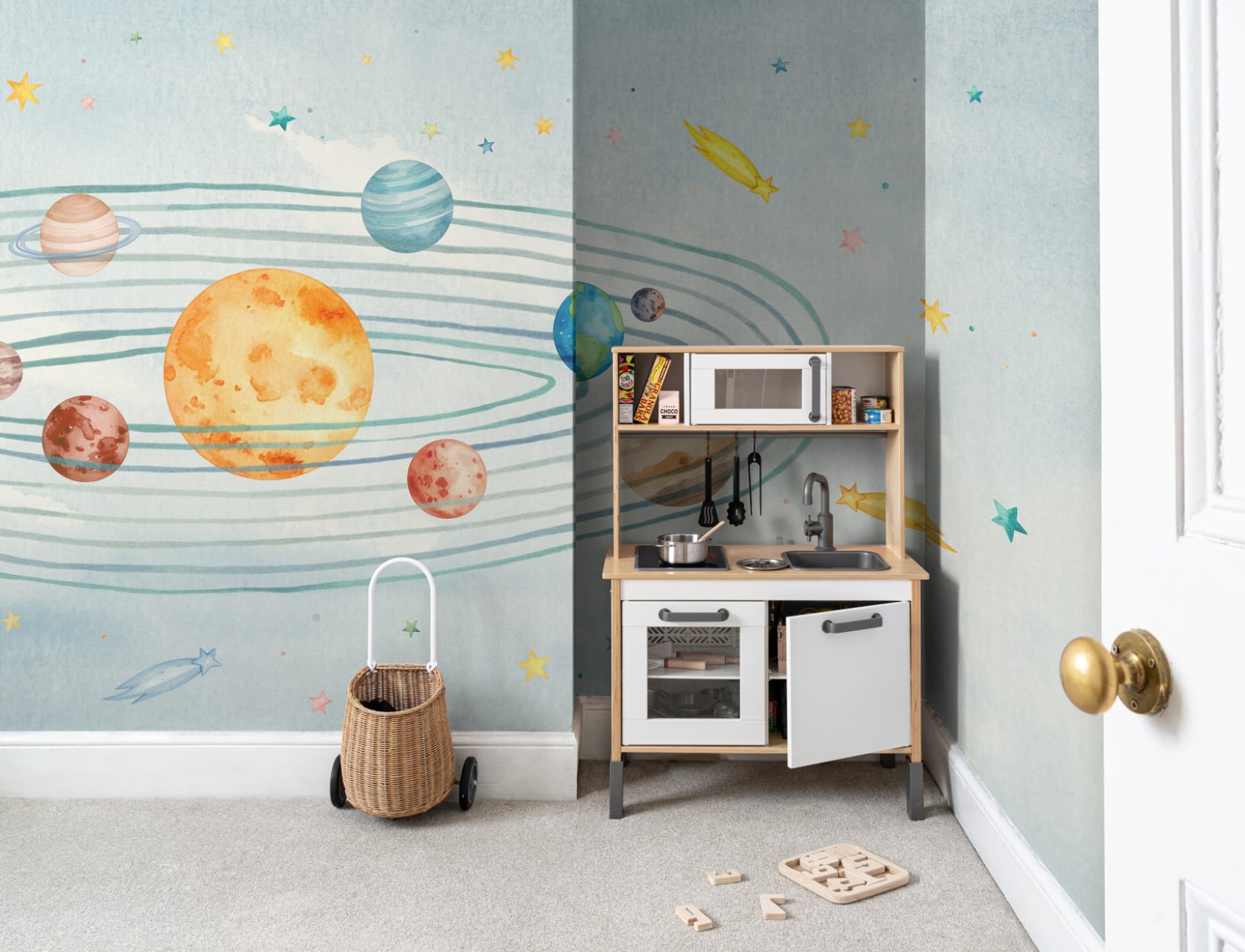 Dziecięca Galactic Blue Przygoda Kosmiczna Fototapeta