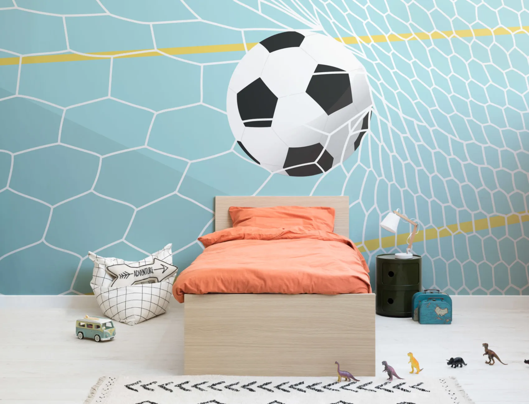 Blue Football Net Wallpaper Mural