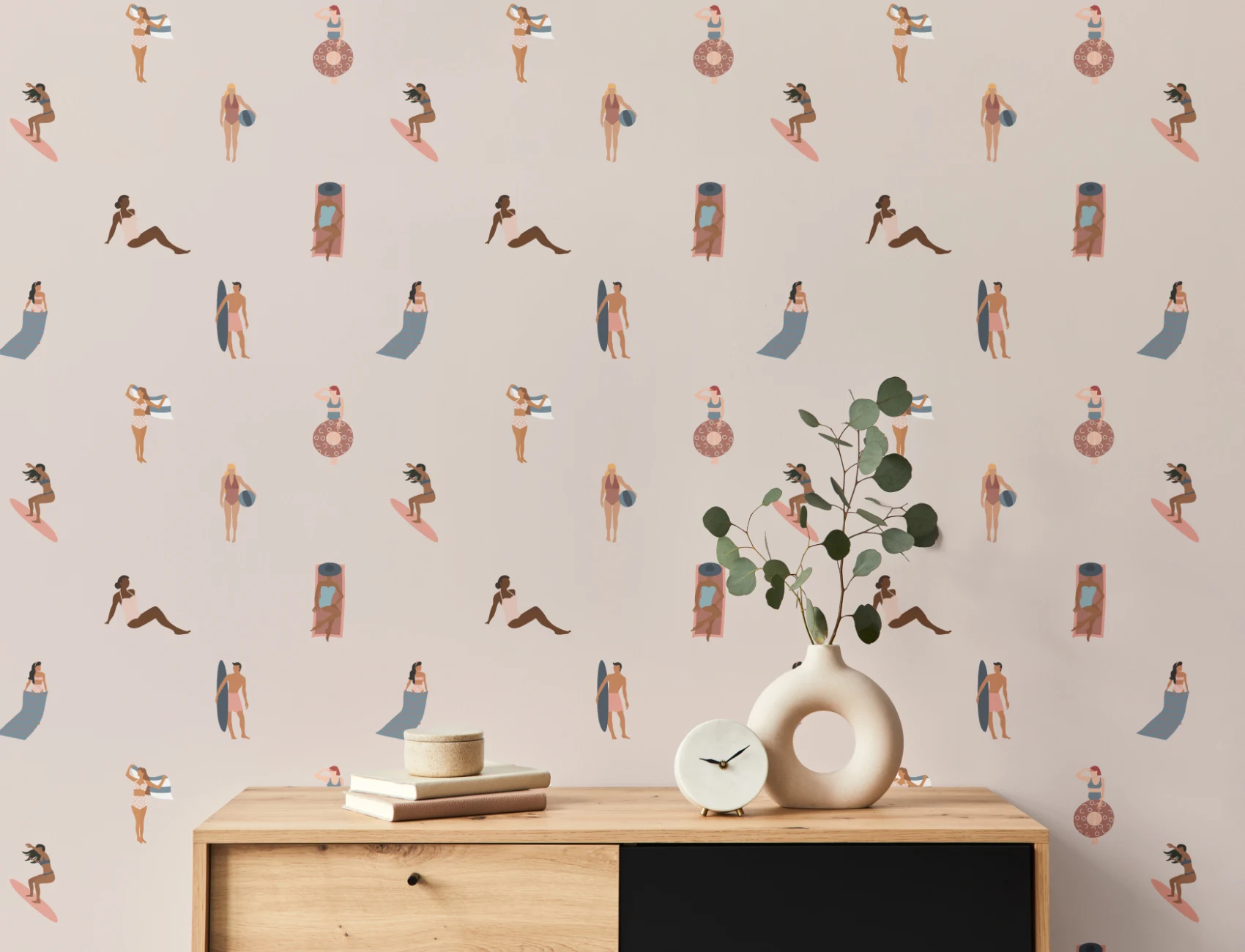 Cream Beach Life Seaside Repeat Pattern Wallpaper