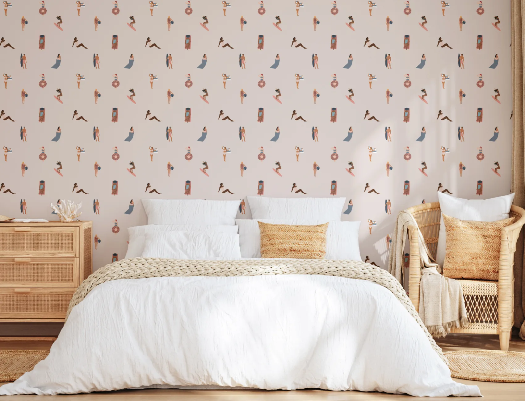 Cream Beach Life Seaside Repeat Pattern Wallpaper