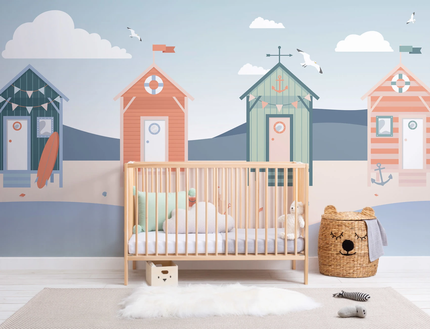 Beach Hut Seaside Wallpaper Mural