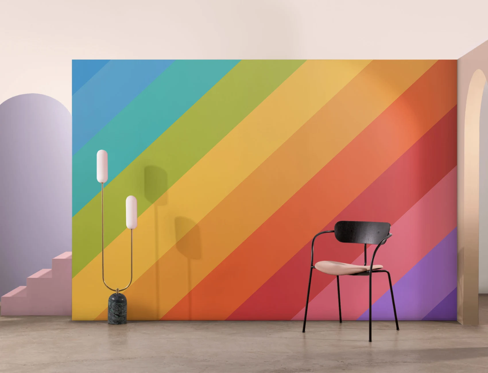 Bold Rainbow Stripe Wallpaper Mural