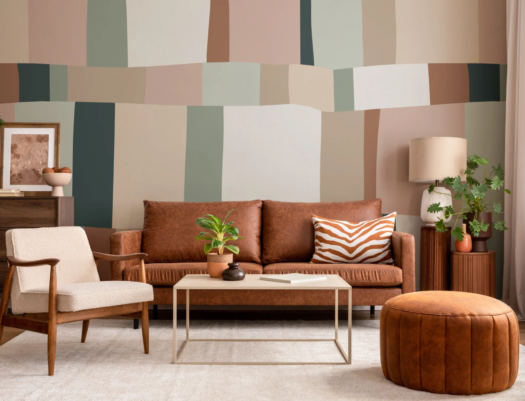 Pastel Colour Block Stripes Wallpaper Mural