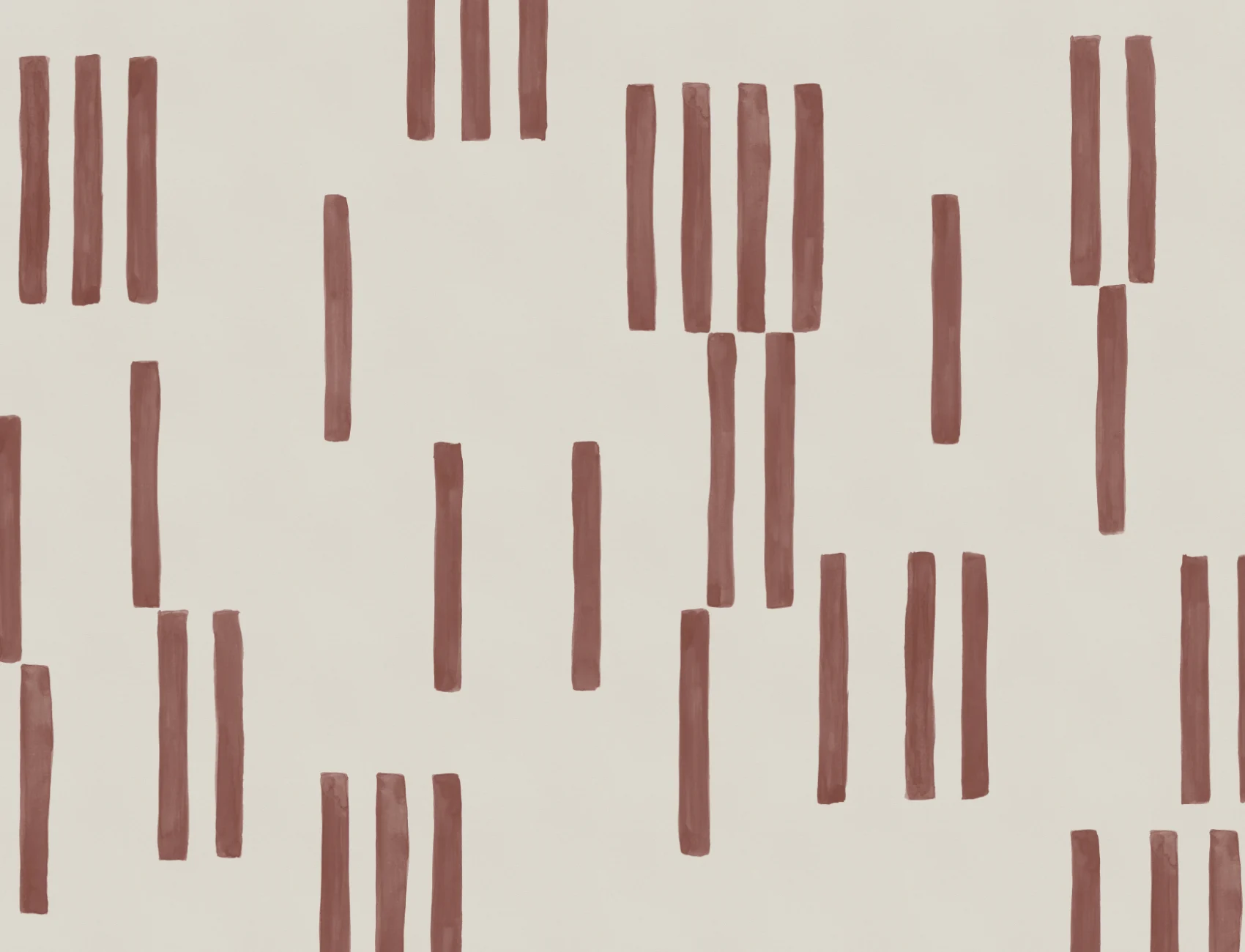 Hand Painted Line Geometric Mural in Terracotta