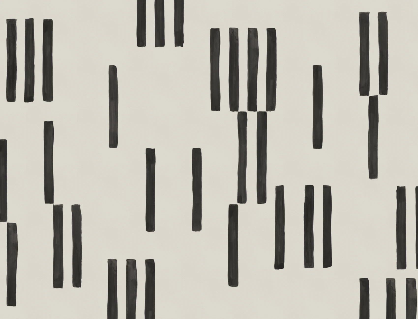 Hand Painted Line Geometric Mural in Black and White