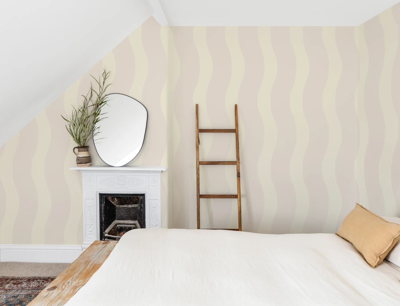 Wavy Neutral Stripes Repeat Pattern Wallpaper