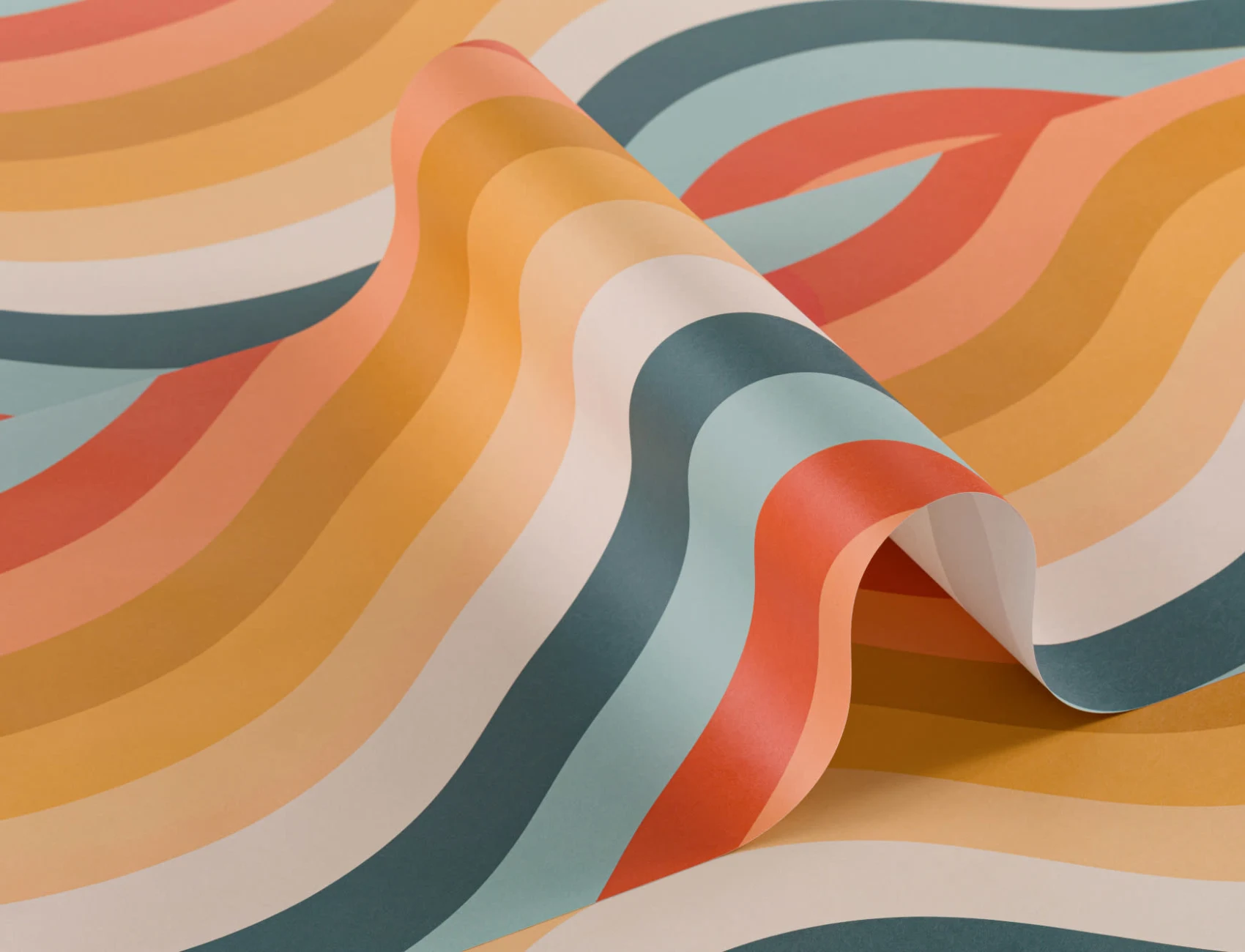 Colorful Wavy Retro Lines Wallpaper