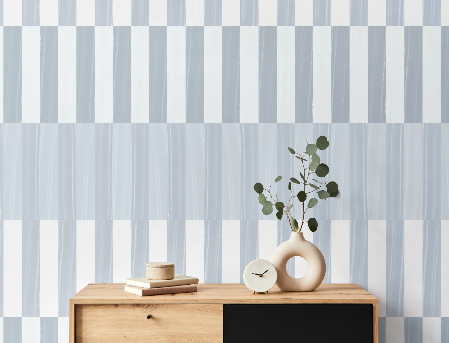 Blue Color Block Vertical Stripe Wallpaper Mural
