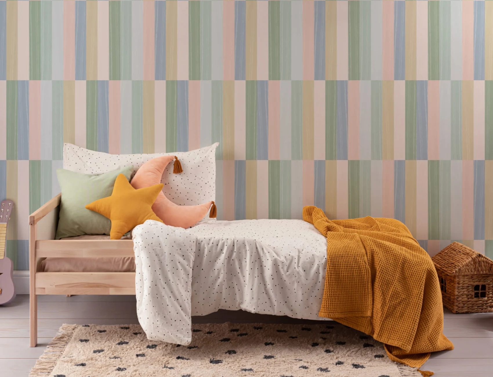 Soft Pastel Chunky Stripes Wallpaper Mural