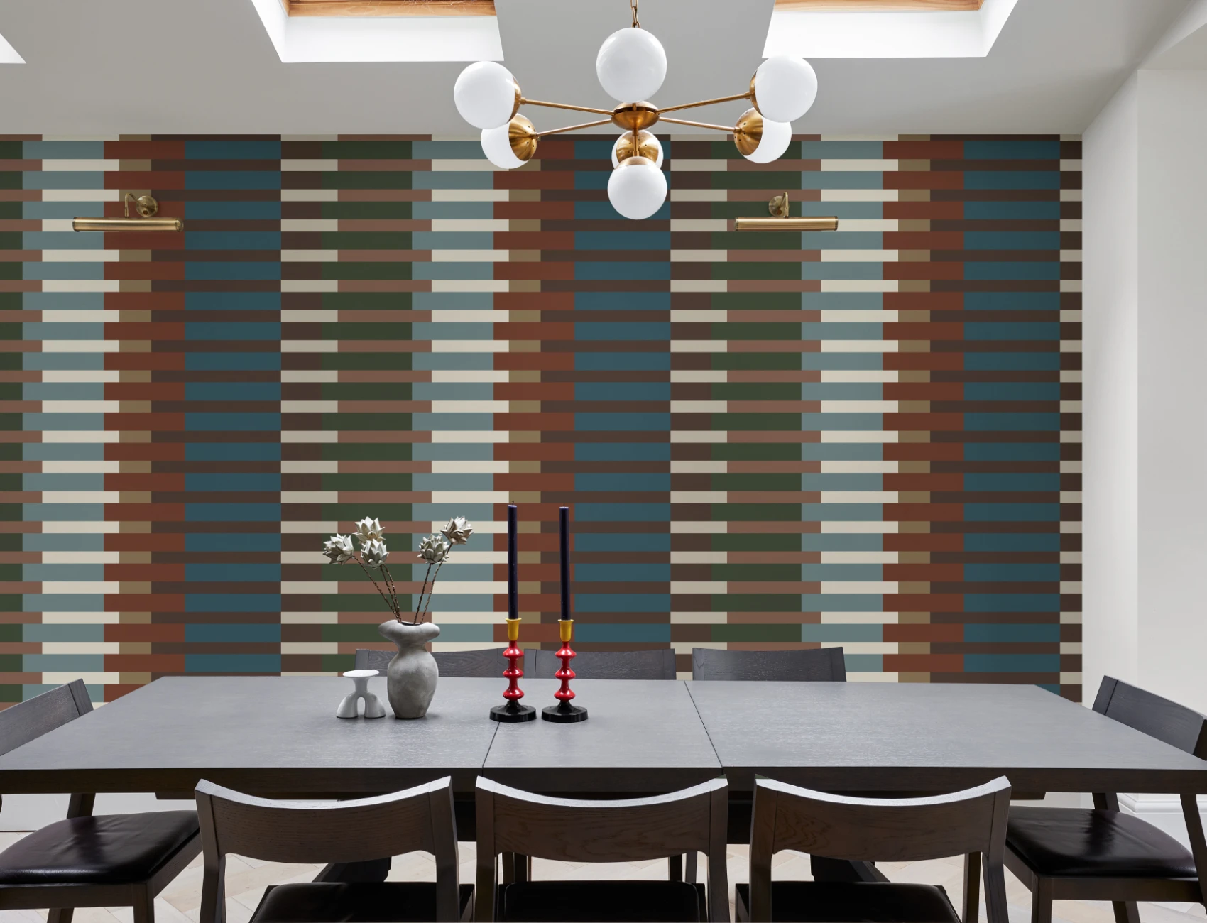 Multicolor cu dungi Retro Mid-Century Modern murale