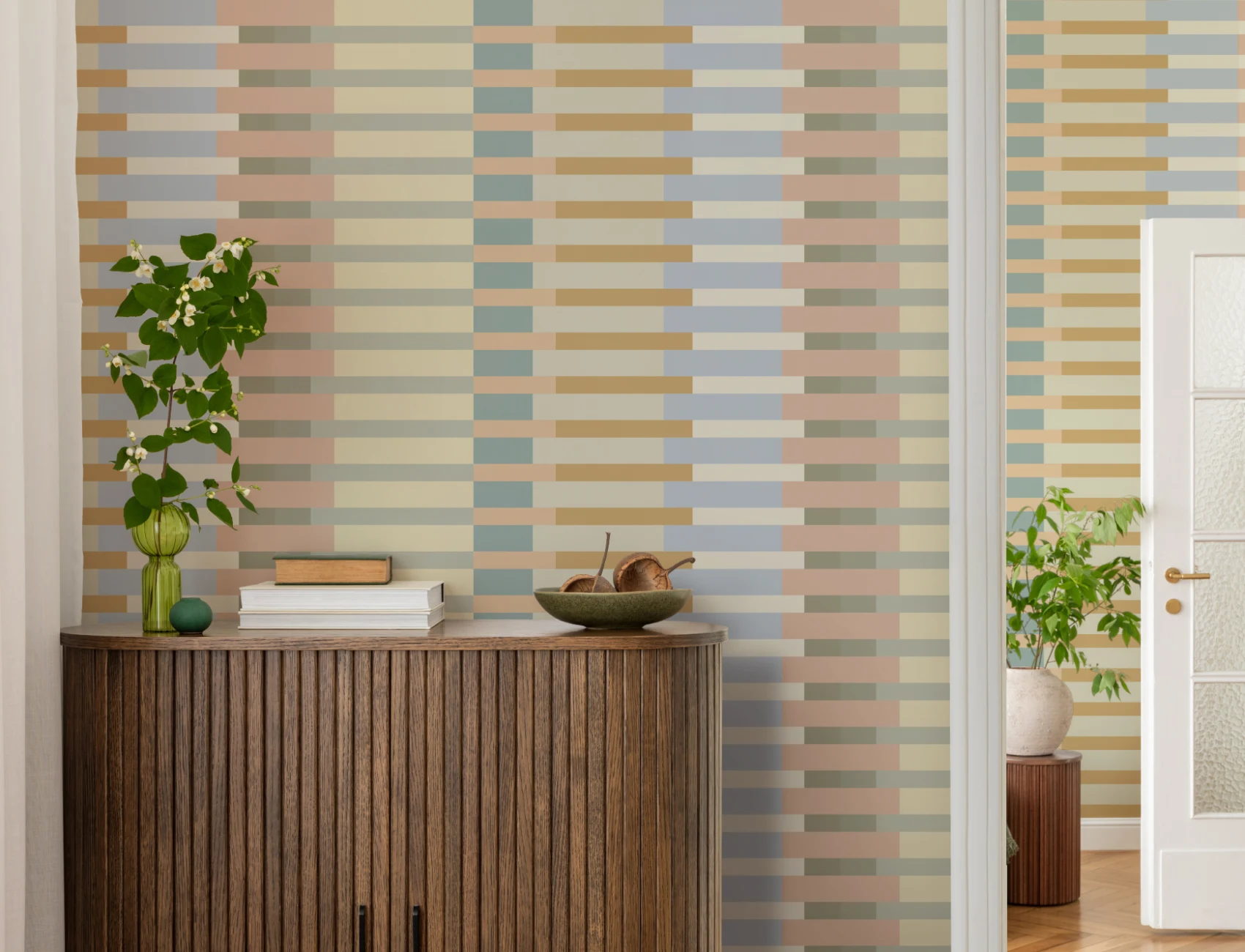 Multicolor Striped Geometric Pattern Kids Mural