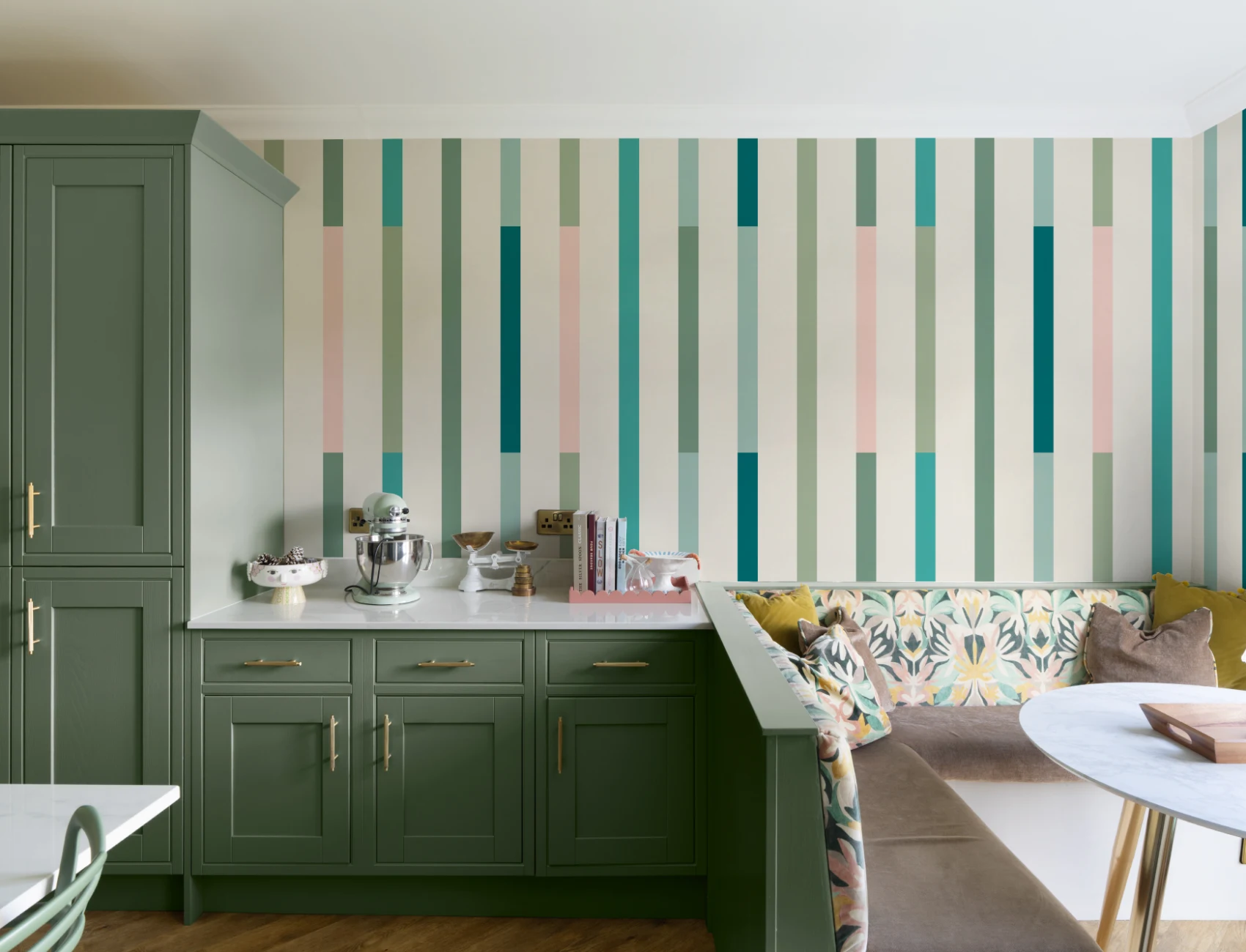 Fresco Multicolor Rayas Moderno Geo Patrón Mural de papel pintado