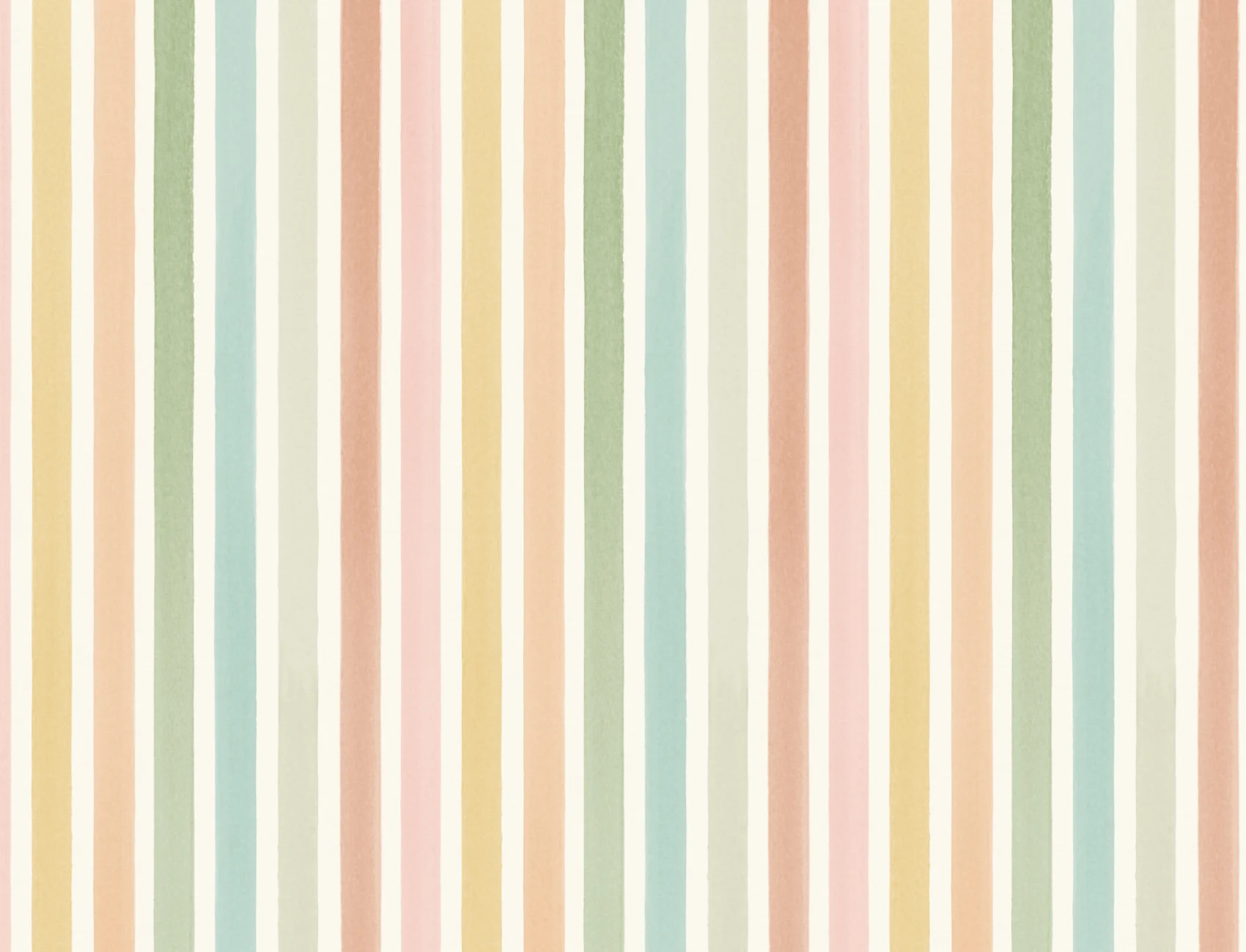 Mural de papel de parede multicolorido com padrão infantil às riscas pastel