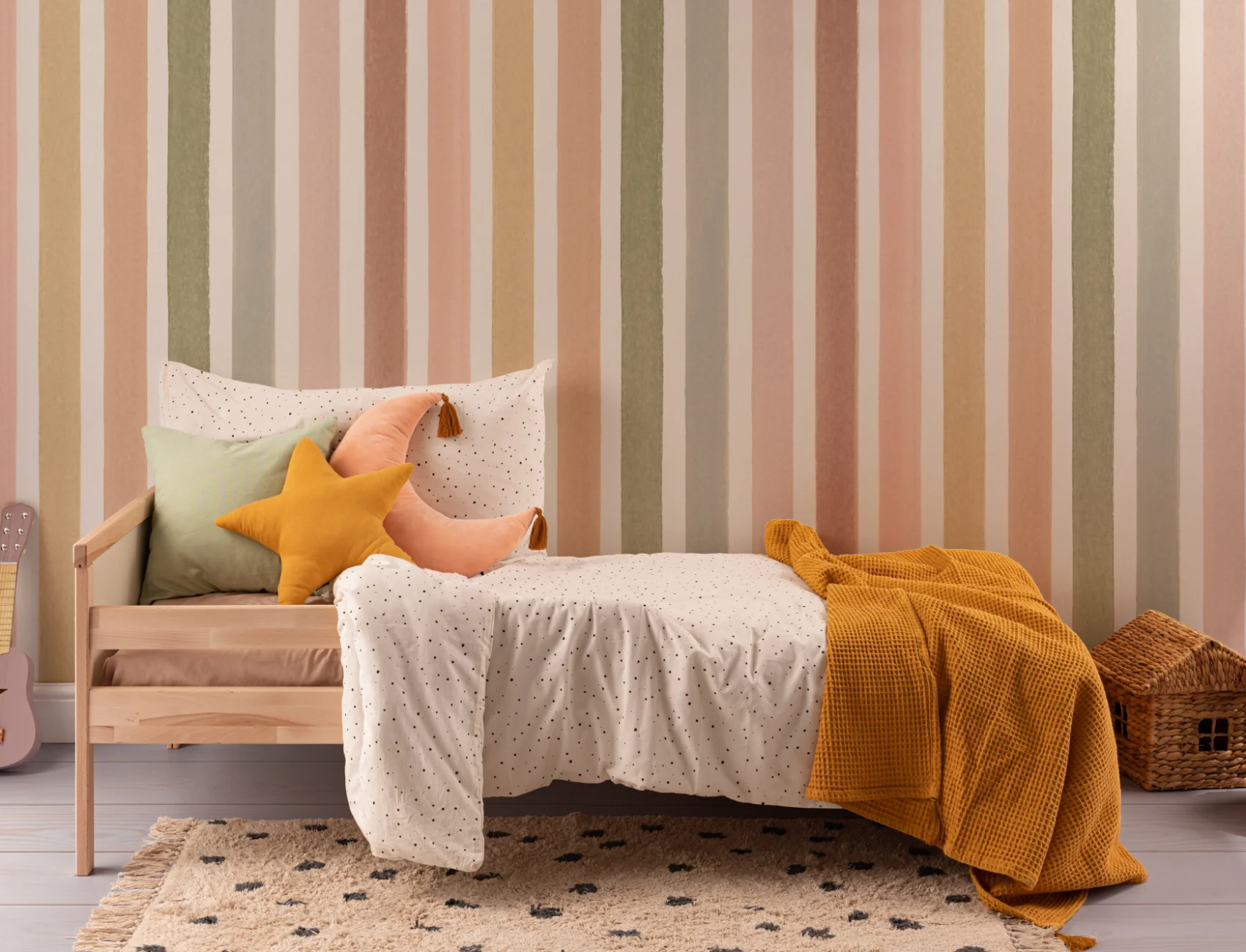 Kids’ Multicolor Modern Watercolour Striped Mural