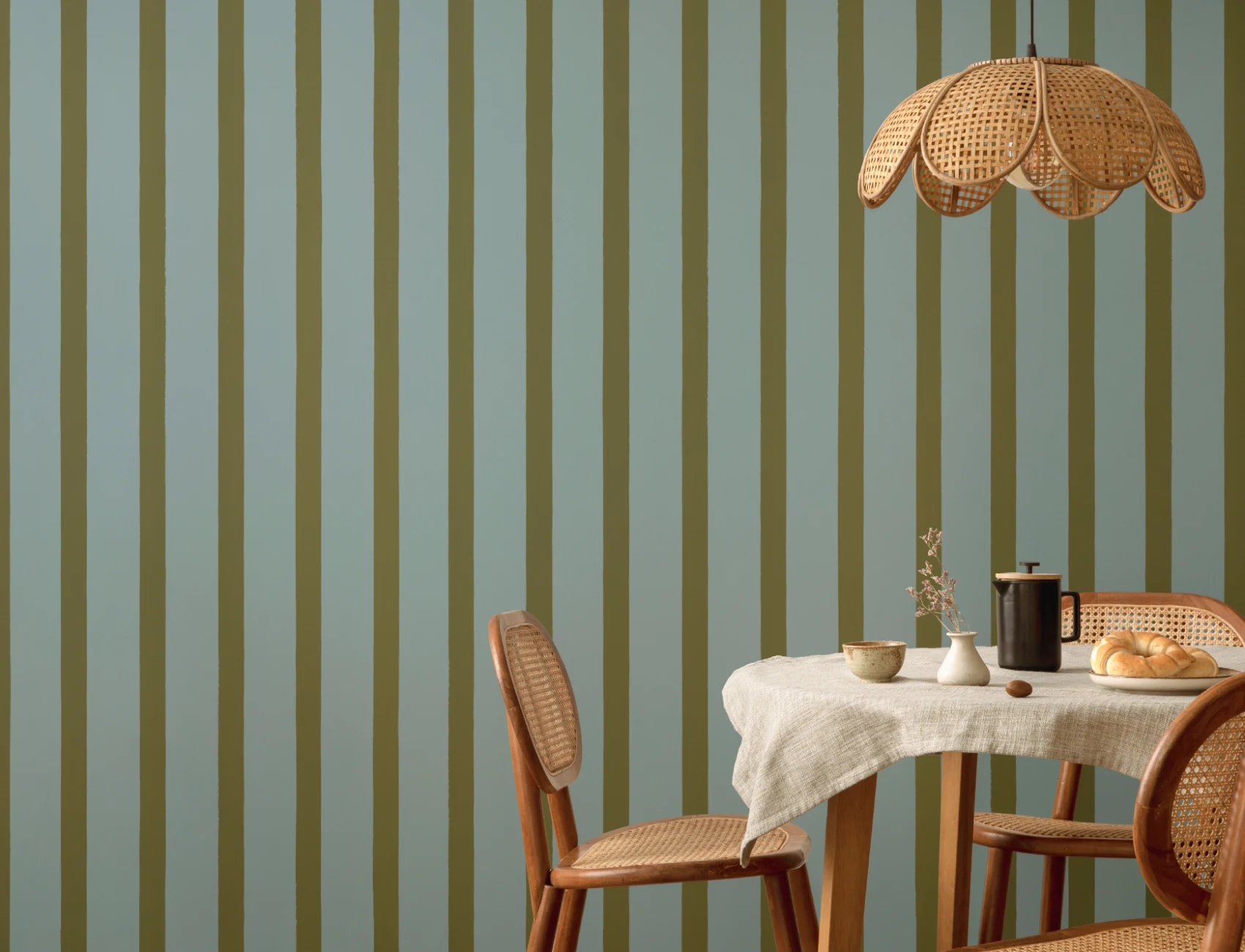 Blue And Green Striped Minimalist Pattern Wall Mural