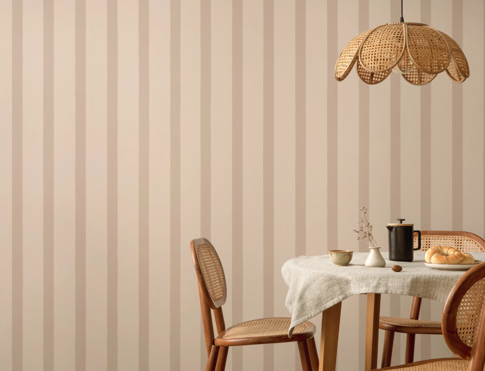 Beige Gestreepte Hedendaagse Kalm Design Muurschildering