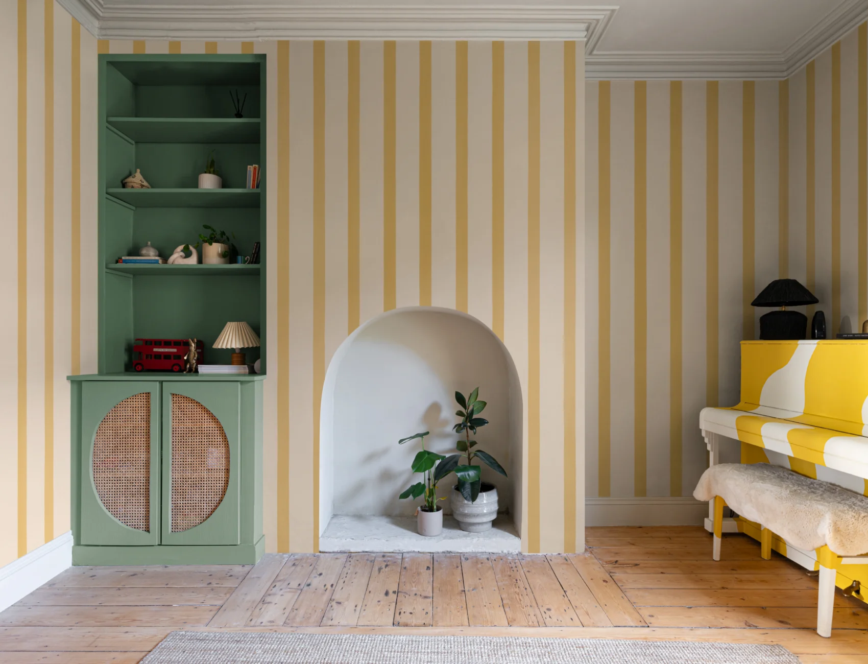 Warm Yellow Striped Pattern Mural For Vibrant Spaces