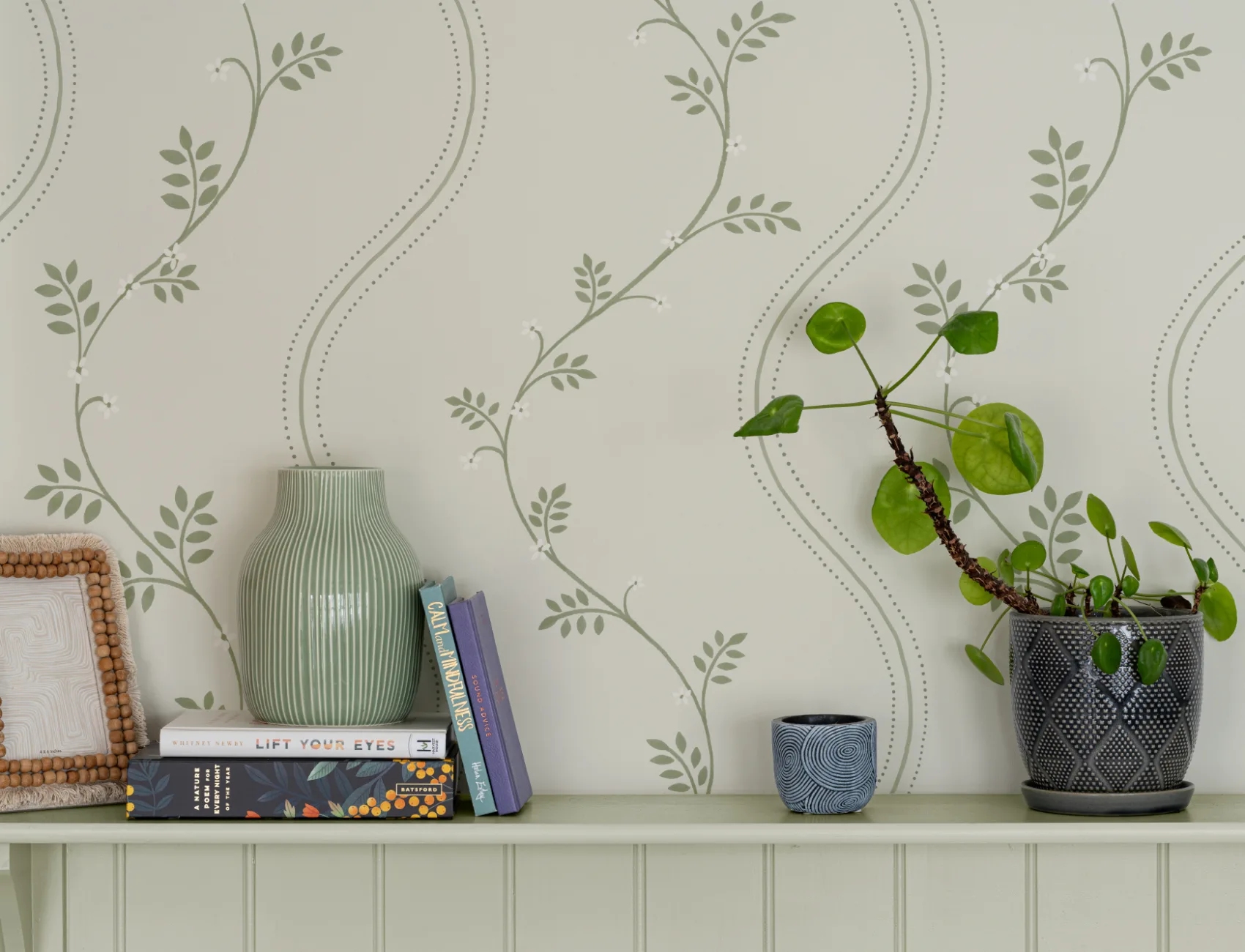 Verde Botanic cu dungi stil Vintage tapet murale