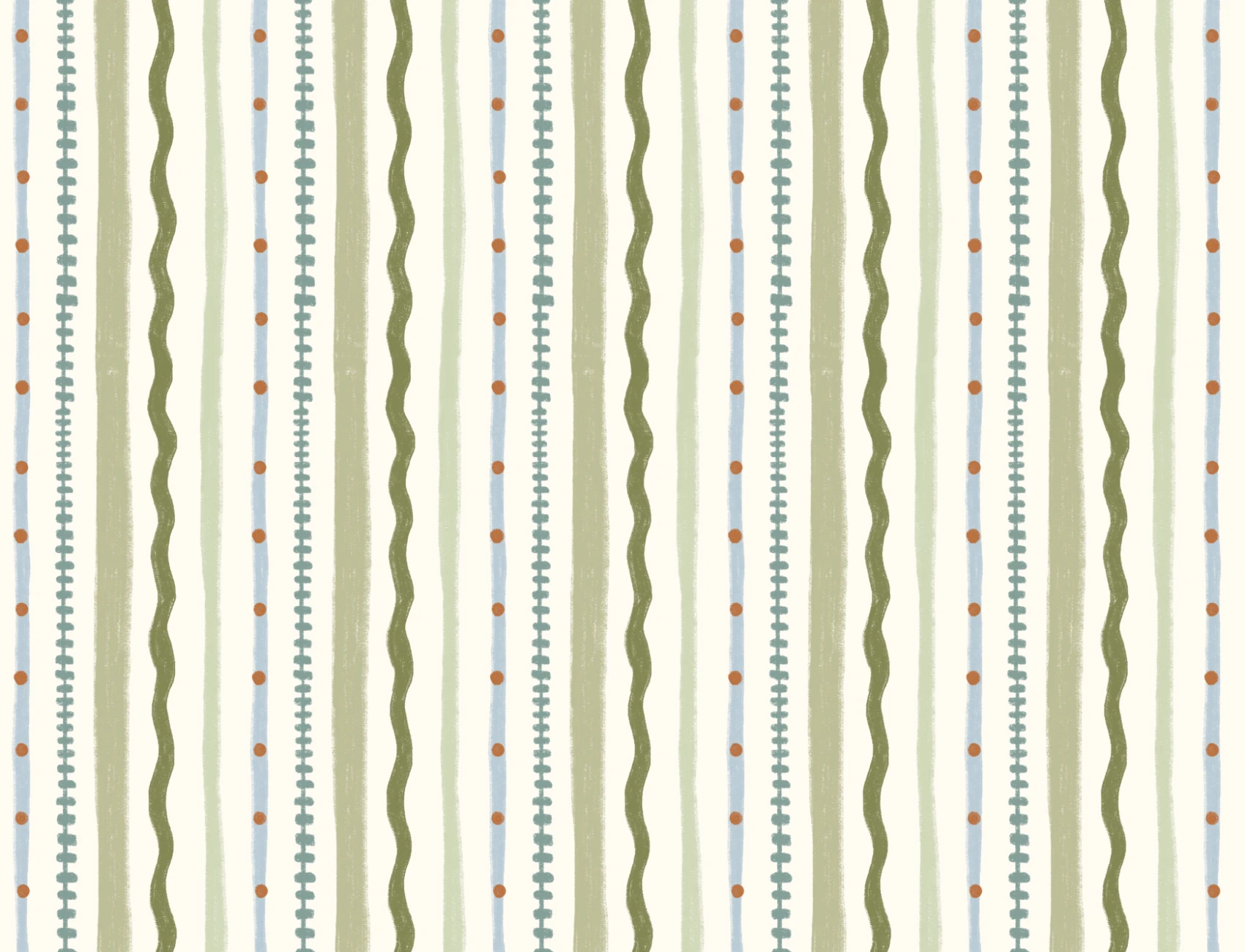 Green Striped Retro Pattern Mural With Playful Vibe