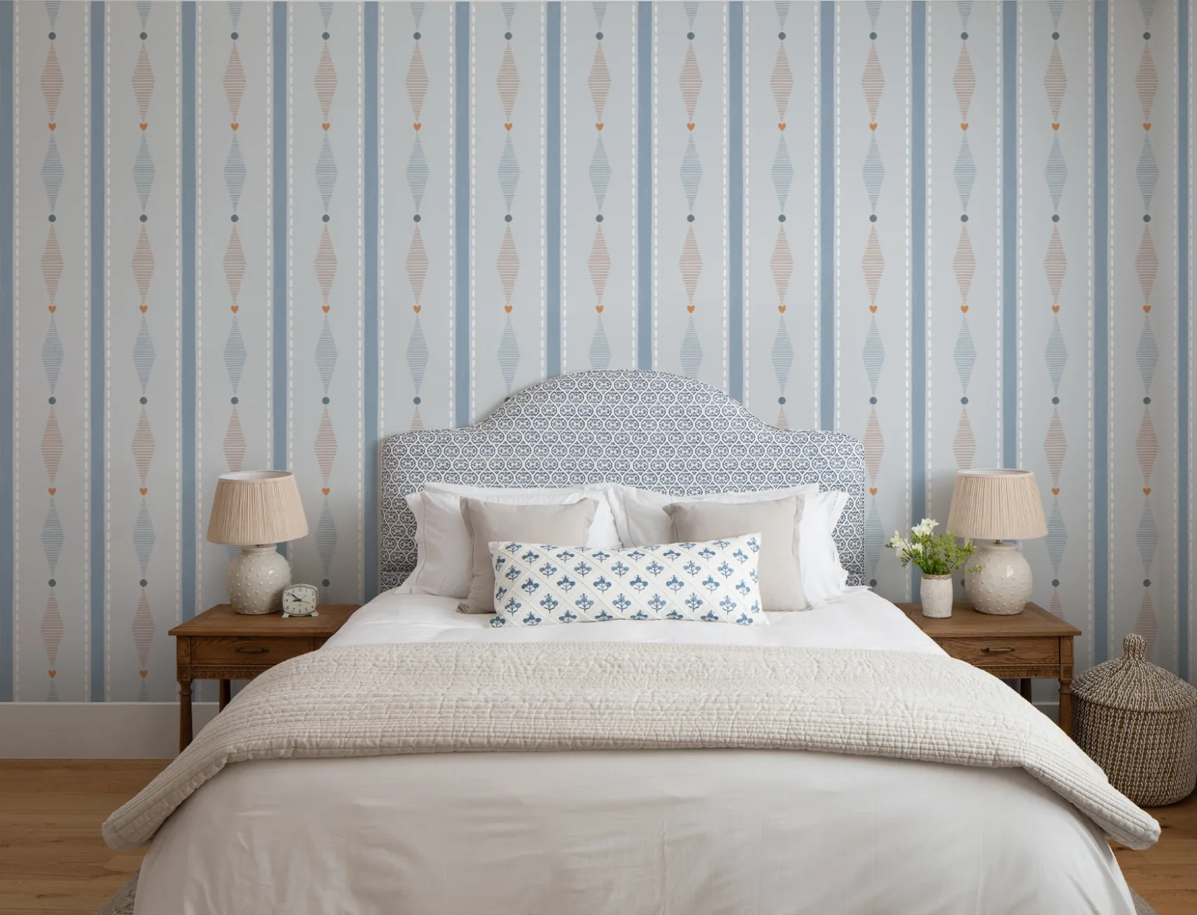 Blue Geometric Elegance Striped Modern Pattern Mural