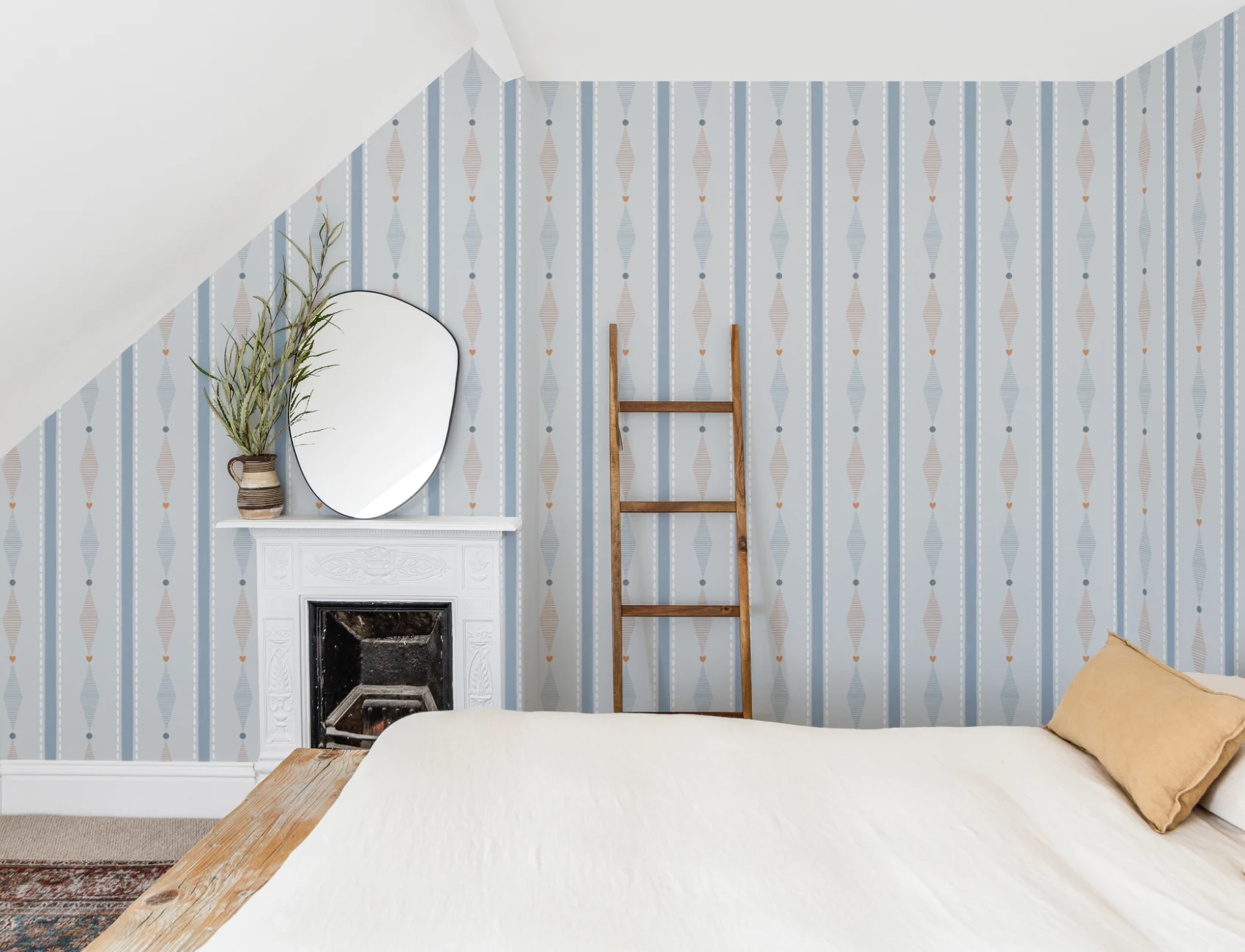 Blue Geometric Elegance Striped Modern Pattern Mural