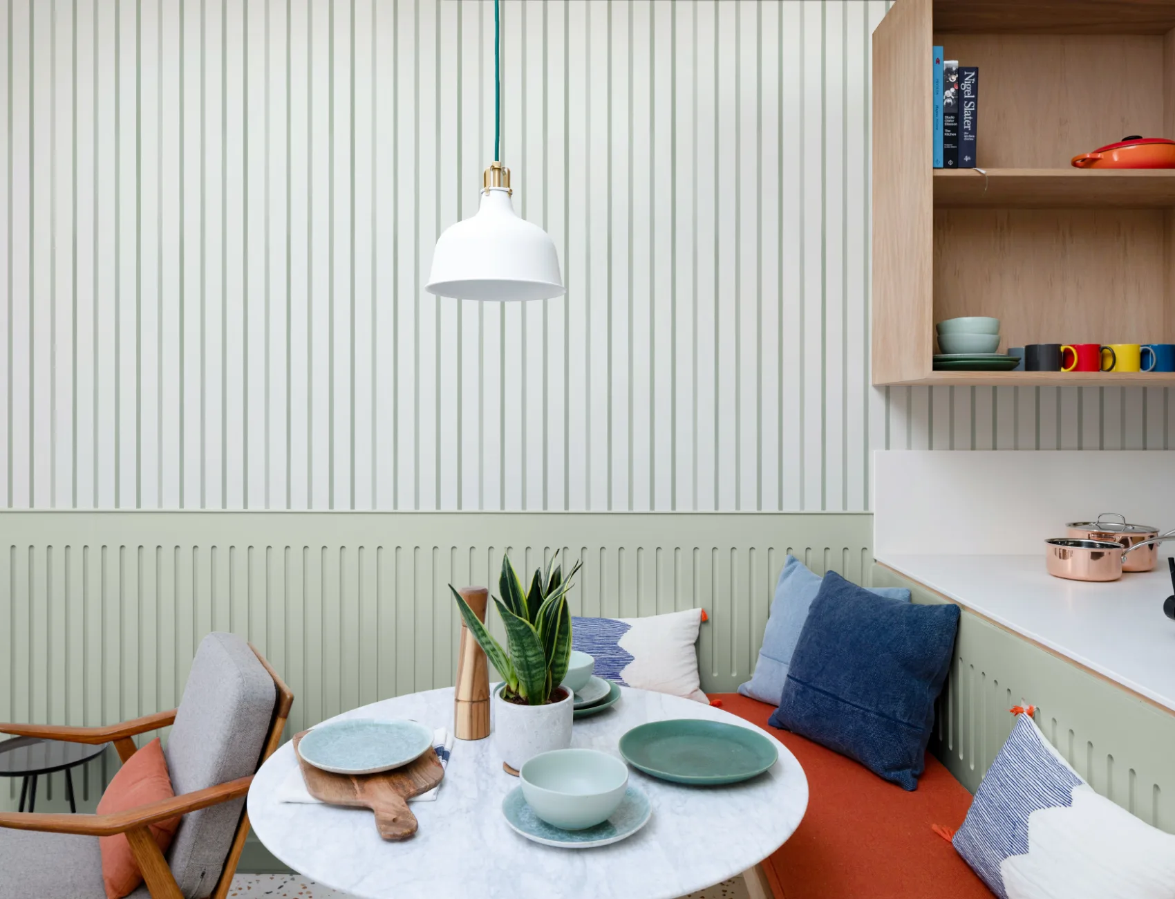 Green Nautical Striped Pattern Mural For Serene Spaces