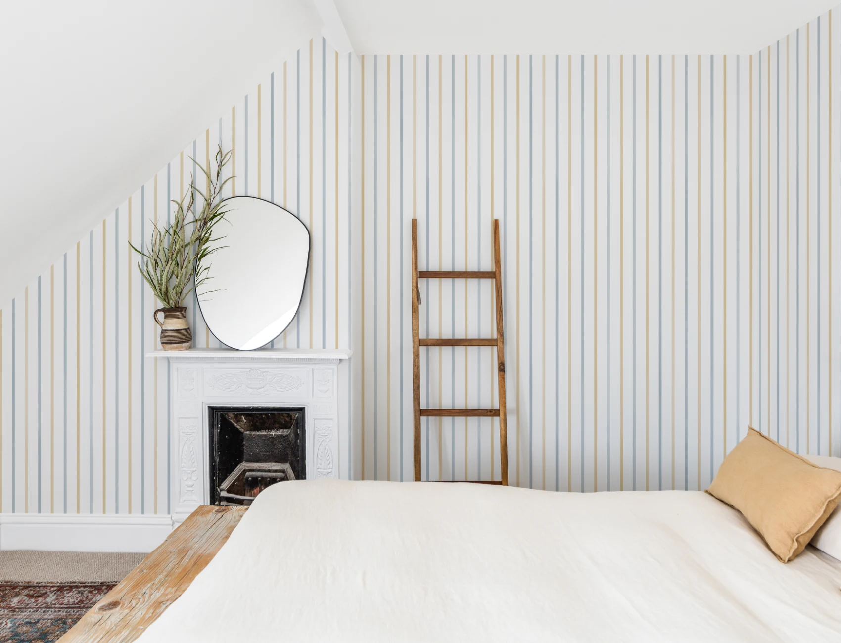 Yellow Striped Pattern Contemporary Nautical Vibe Mural