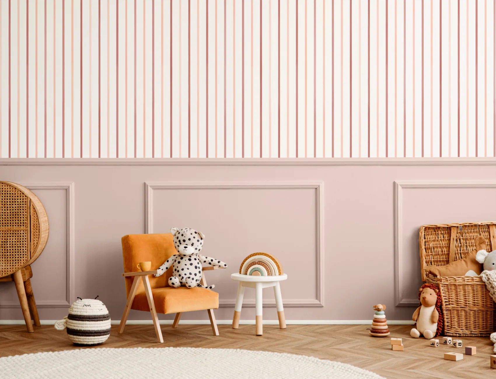 Red Nautical Striped Pattern Mural For A Bold Atmosphere