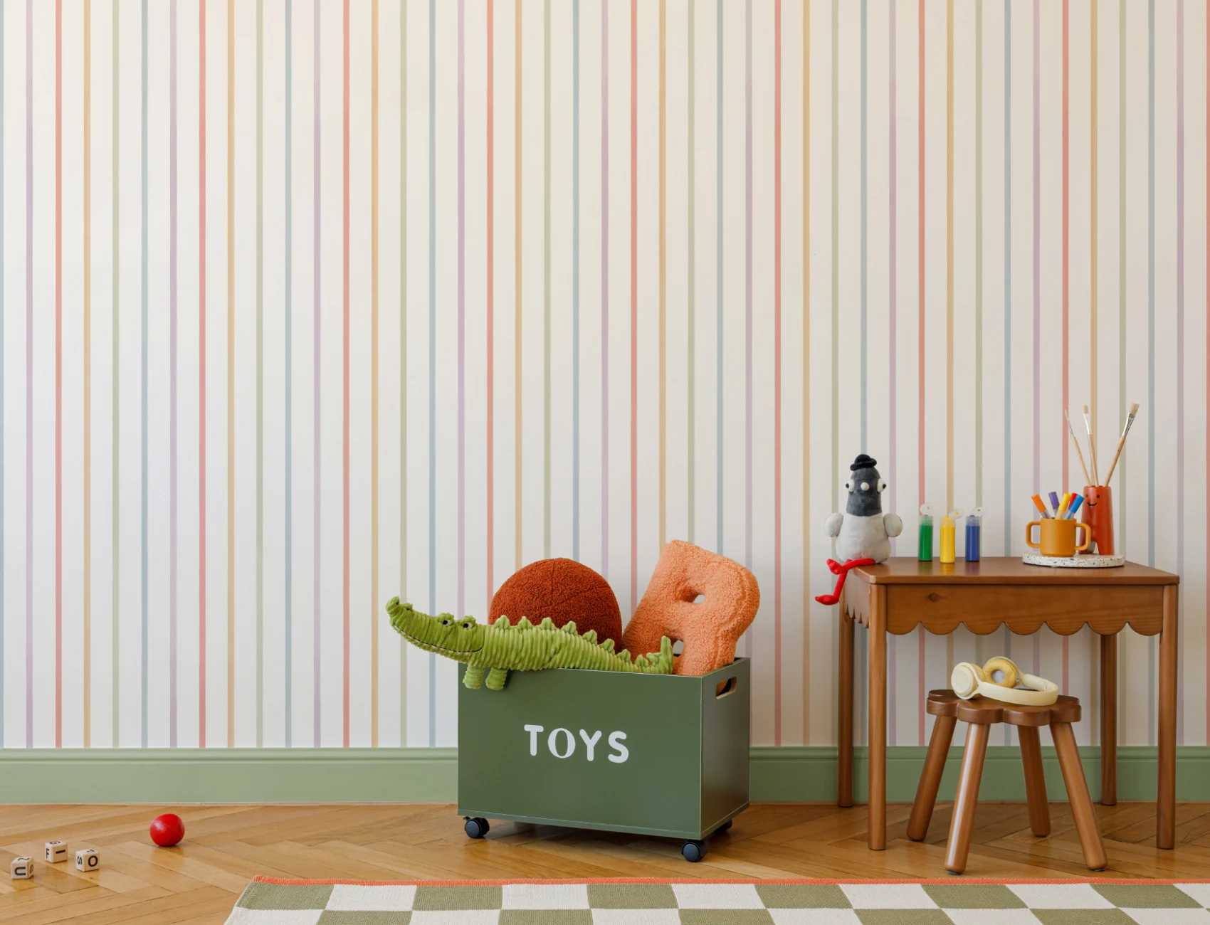 Multicolor Striped Kids’ Pattern Mural for Playful Spaces